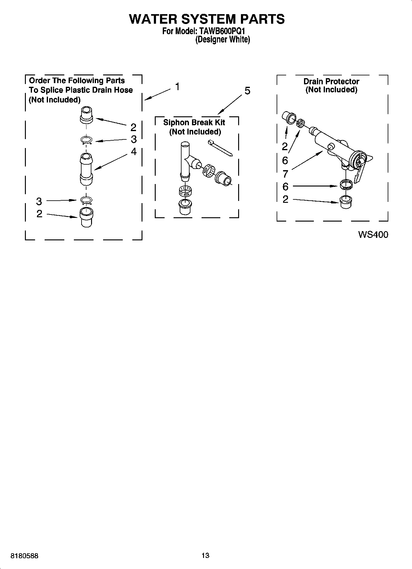 09 - WATER SYSTEM PARTS, MISCELLANEOUS PARTS, OPTIONAL PARTS (NOT INCLUDED)