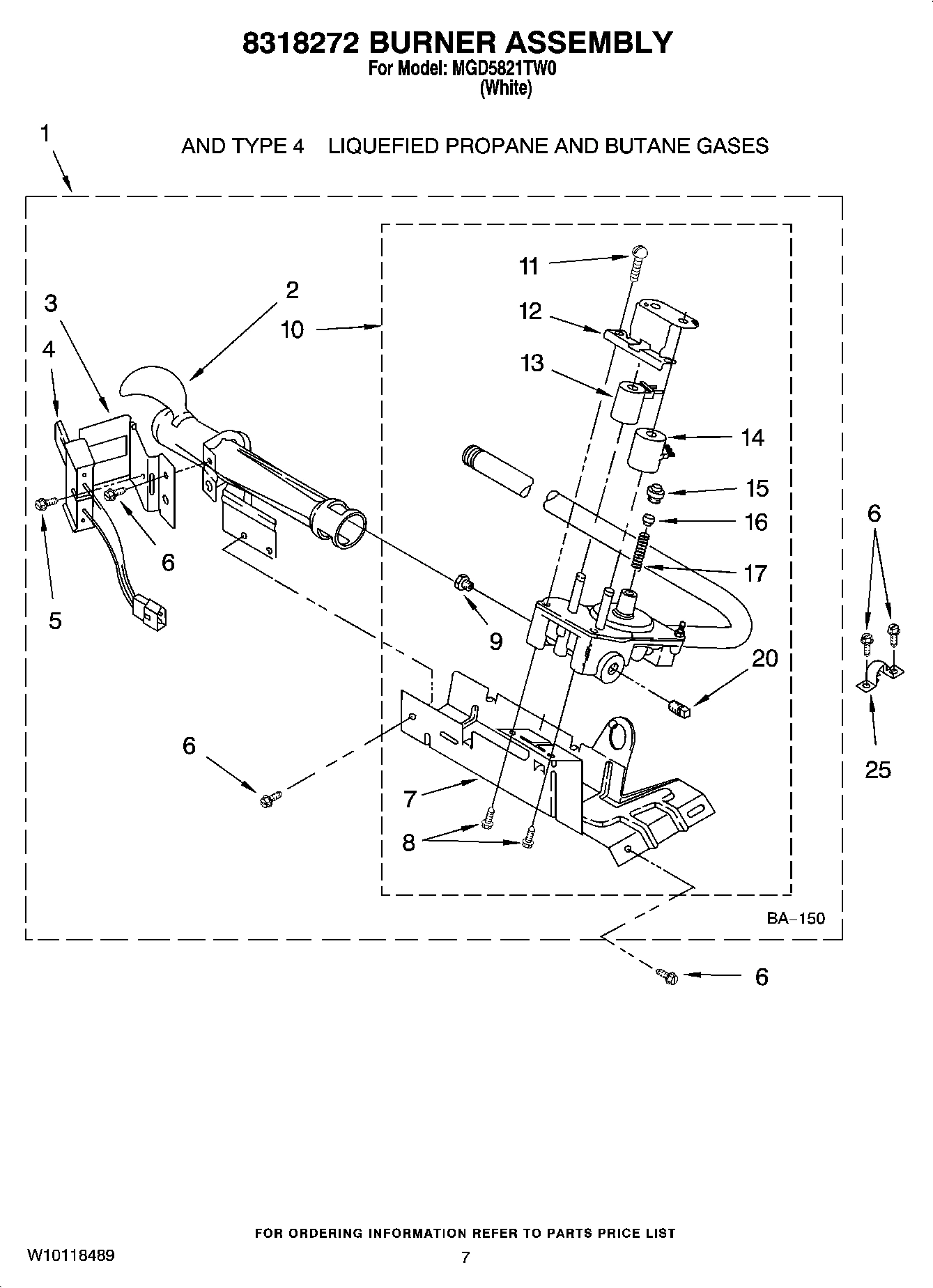 04 - 8318272 BURNER ASSEMBLY, OPTIONAL PARTS (NOT INCLUDED)