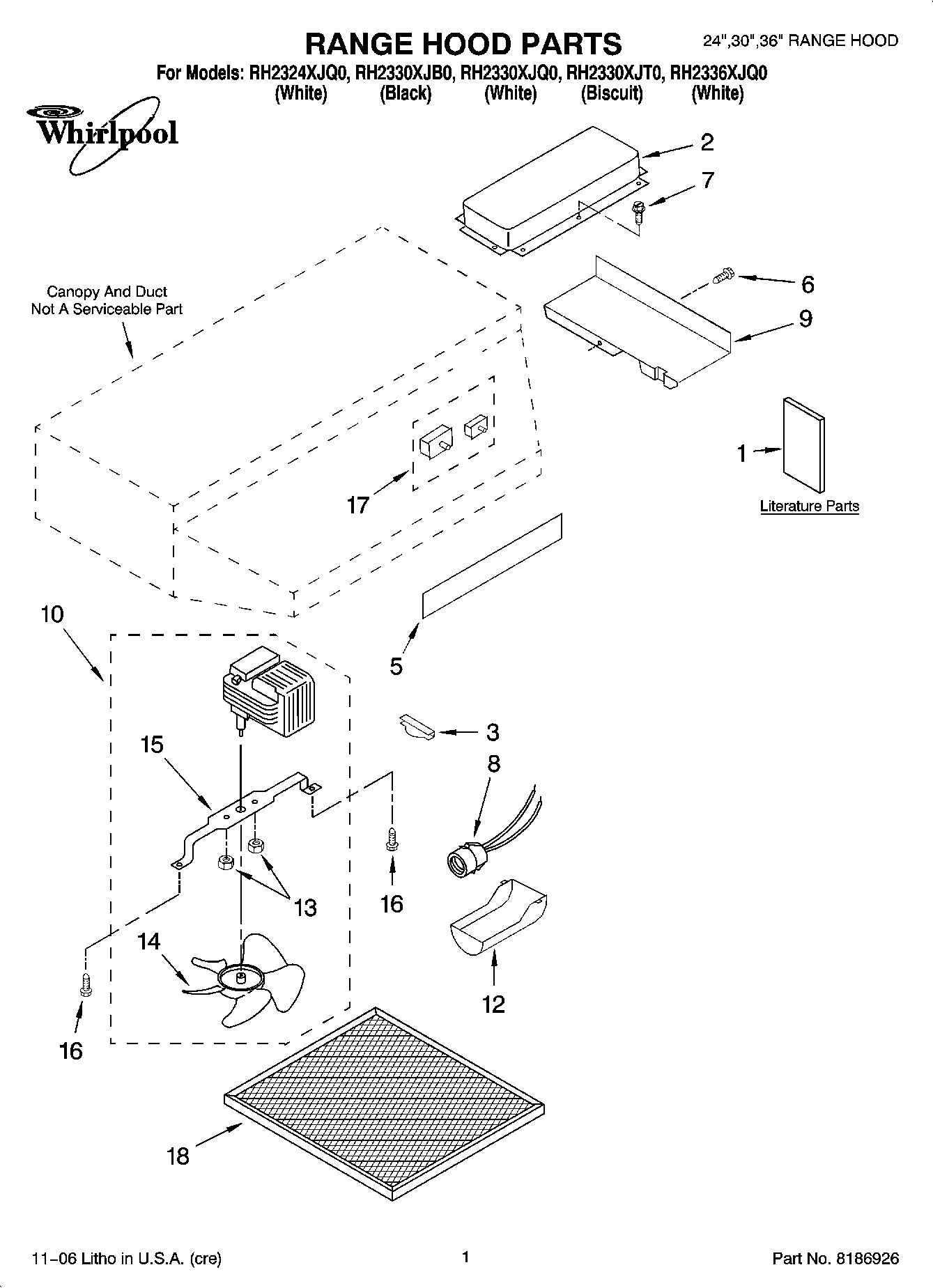 01 - RANGE HOOD PARTS