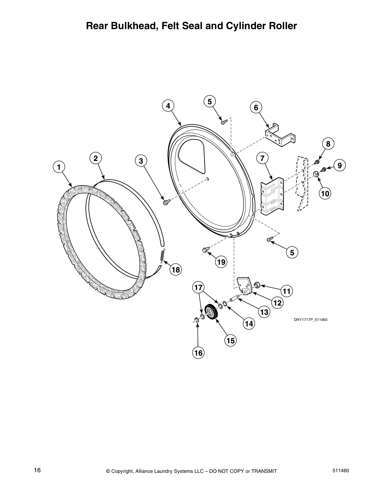 Rear Bulkhead, Felt Seal and Cylinder Roller