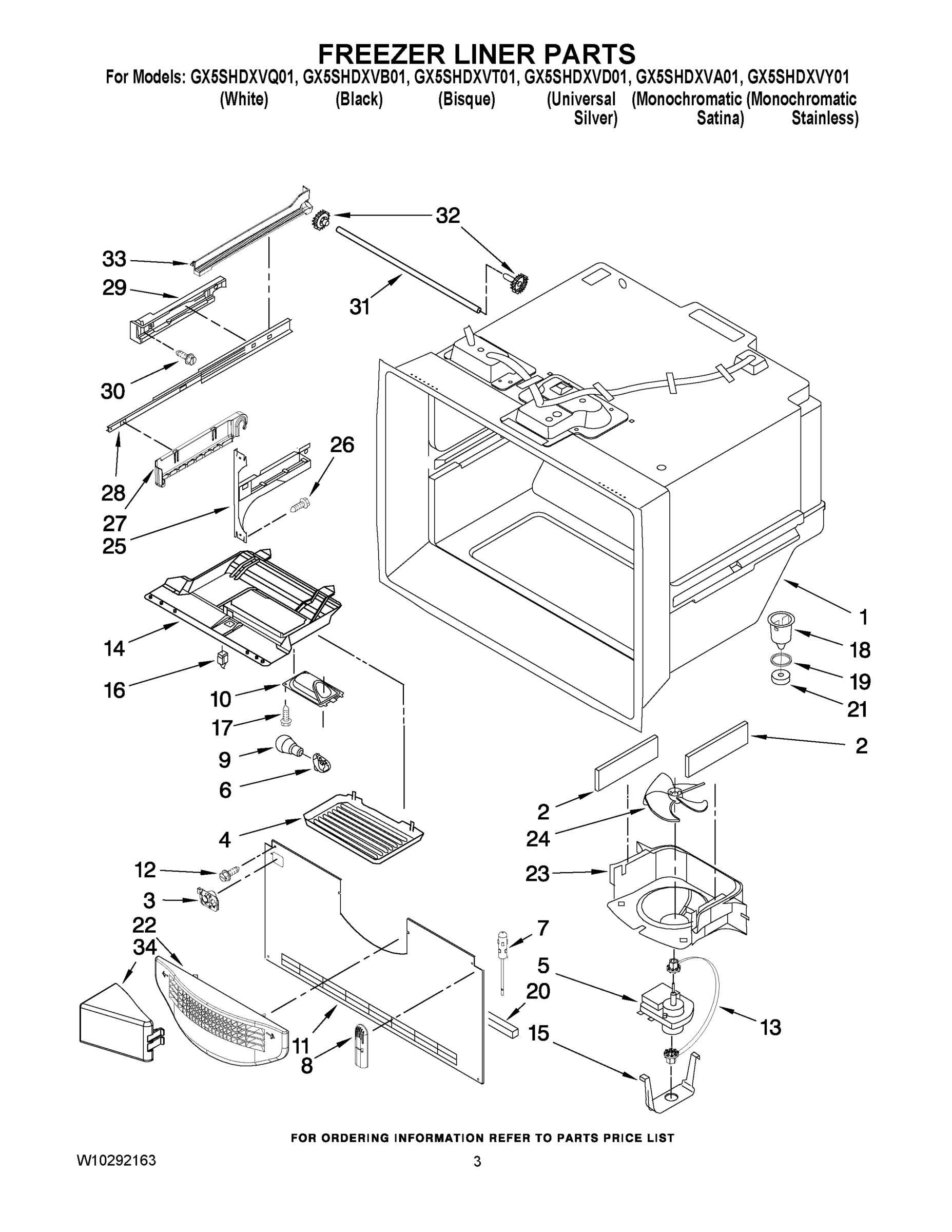 02 - FREEZER LINER PARTS