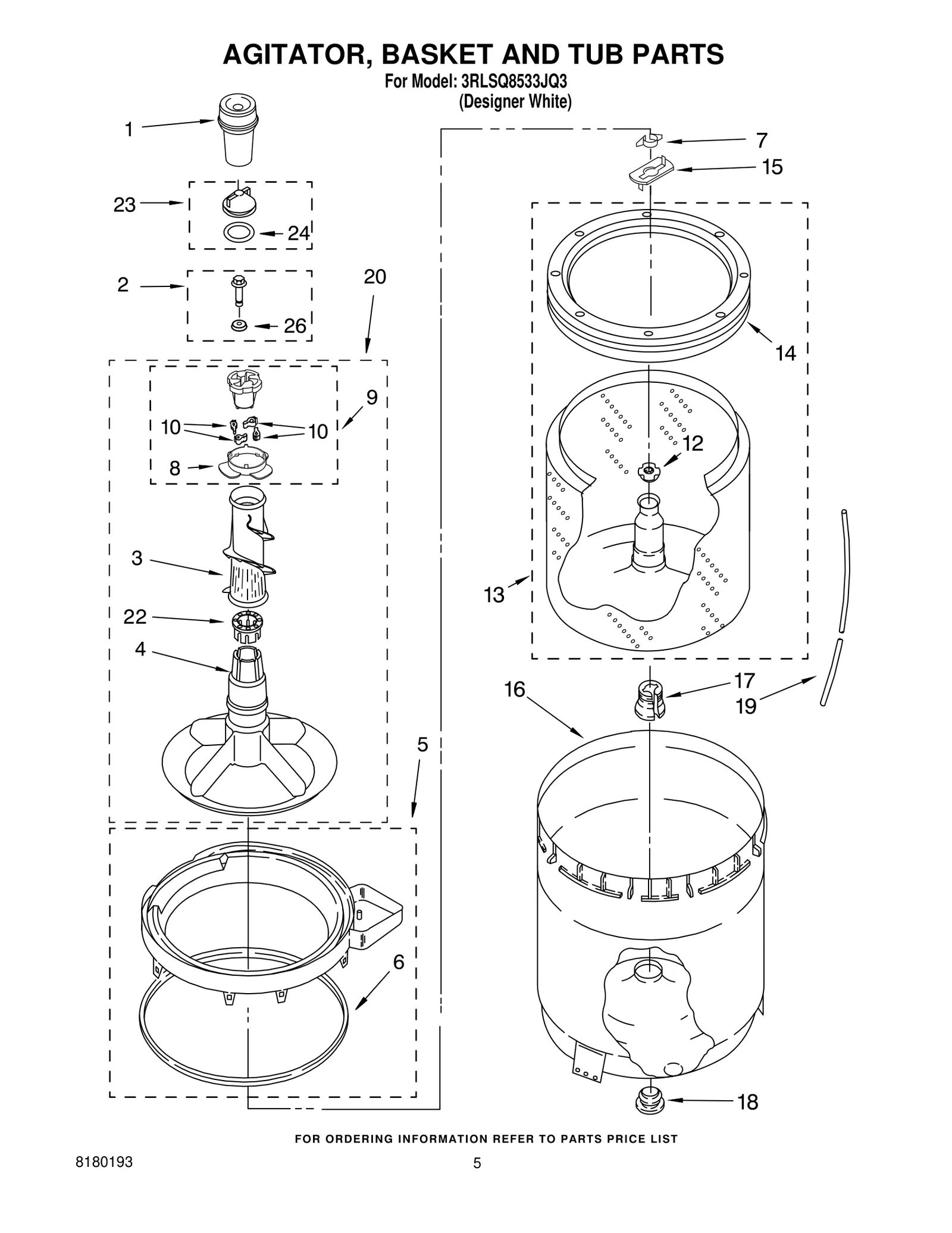 AGITATOR, BASKET AND TUB PARTS