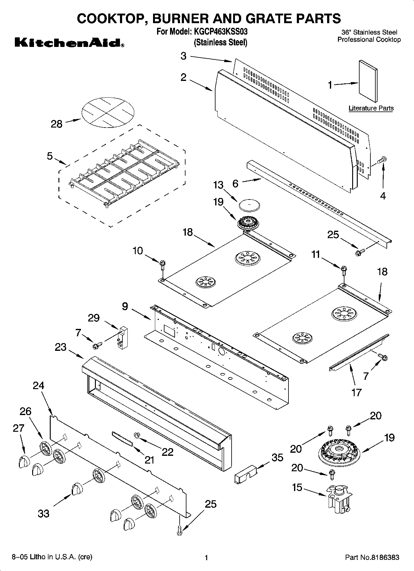 01 - COOKTOP, BURNER AND GRATE PARTS