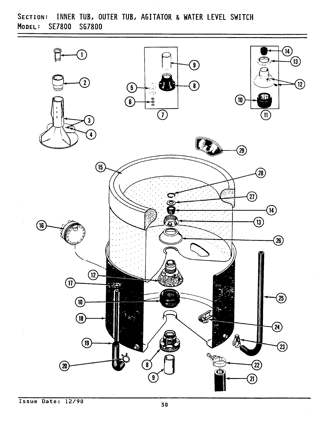 11 - INNER/OUTER TUB,AGITATOR & WTR LEVL SWTH