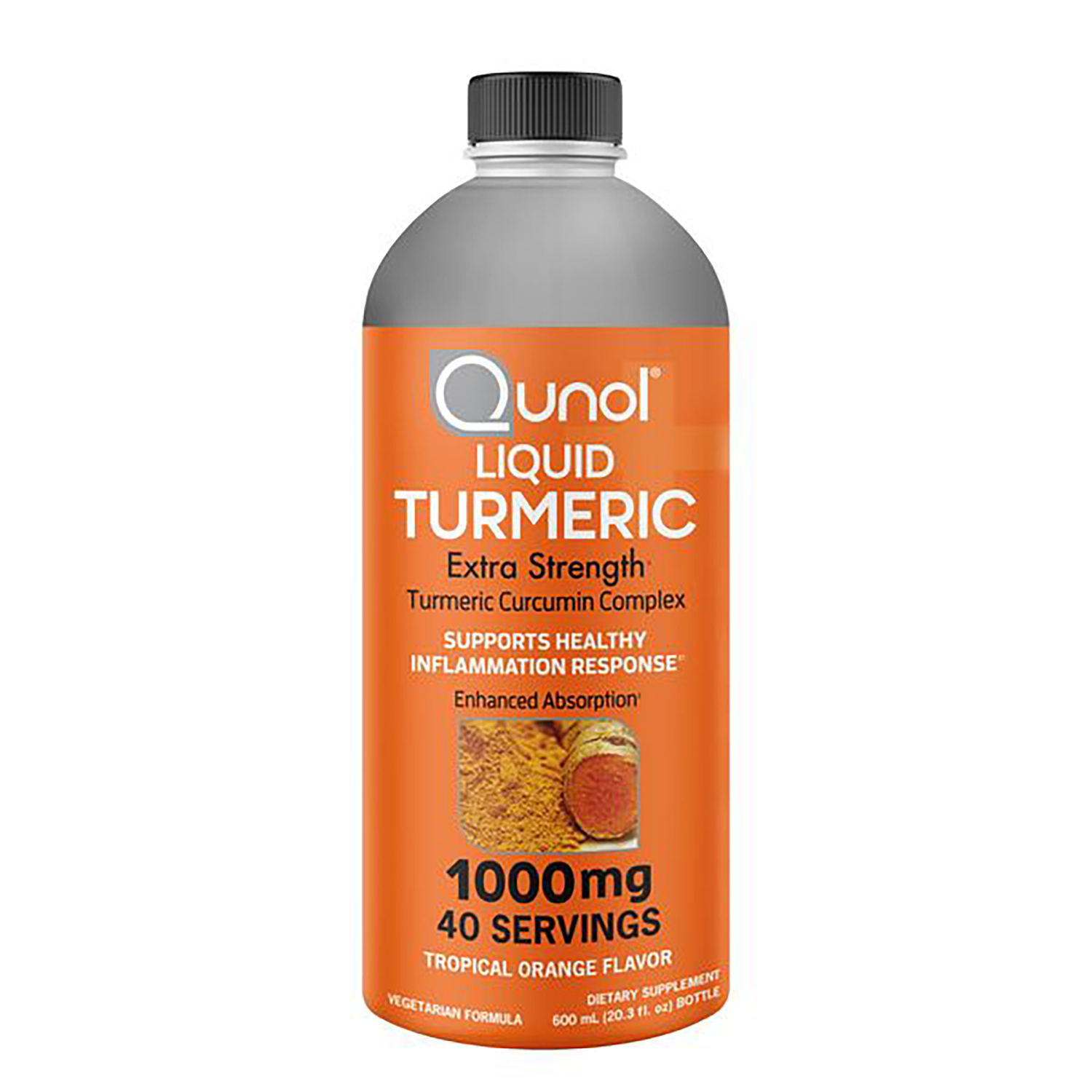 Qunol Liquid Turmeric Extra Strength - Tropical Orange Vitamin | 1000 mg 20.3 fl oz Liquid