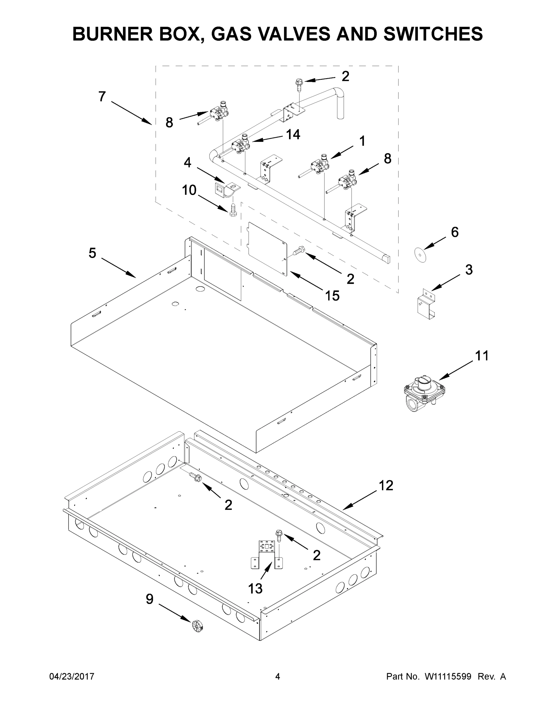 03 - BURNER BOX, GAS VALVES AND SWITCHES