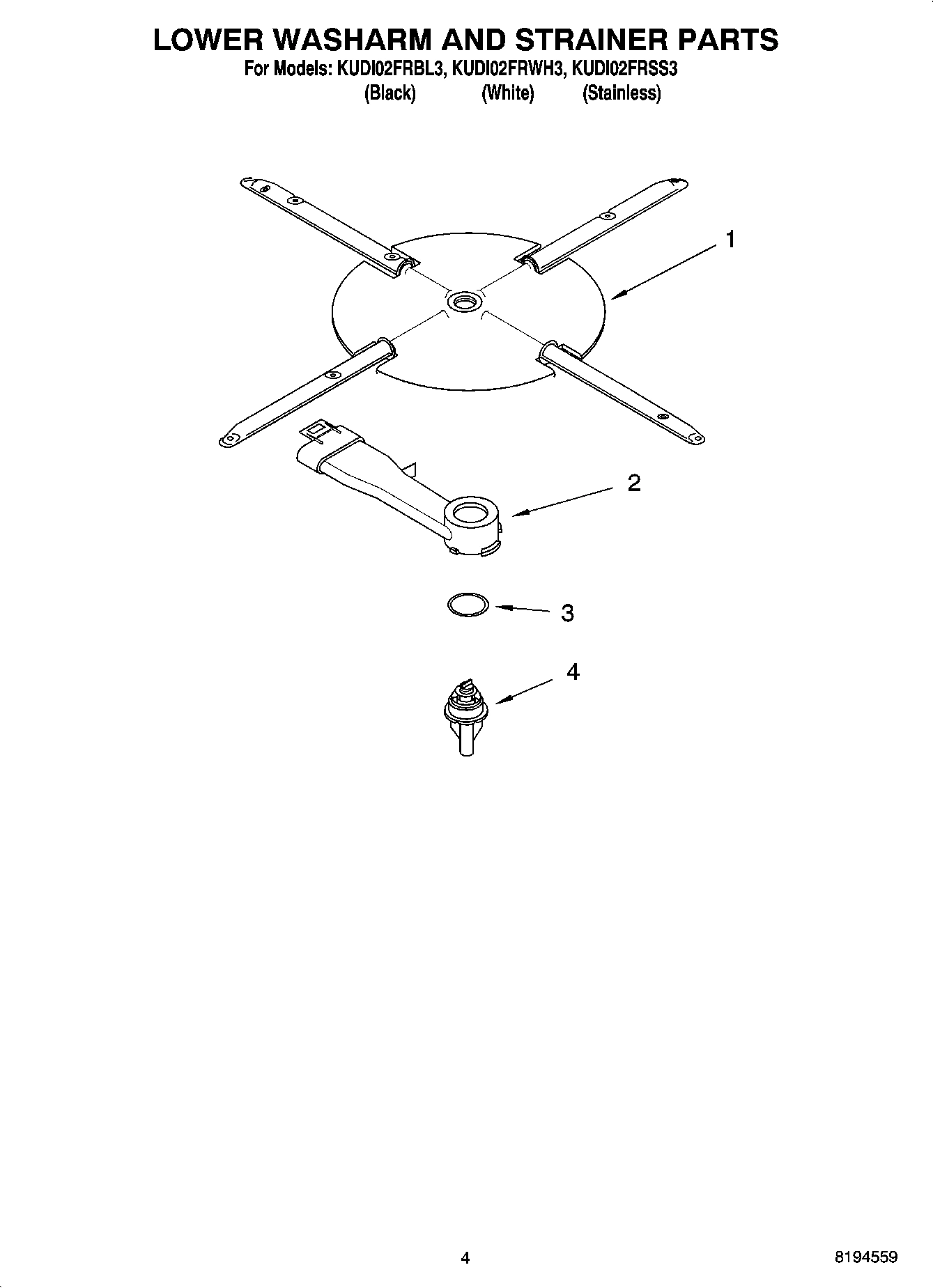 04 - LOWER WASHARM AND STRAINER PARTS