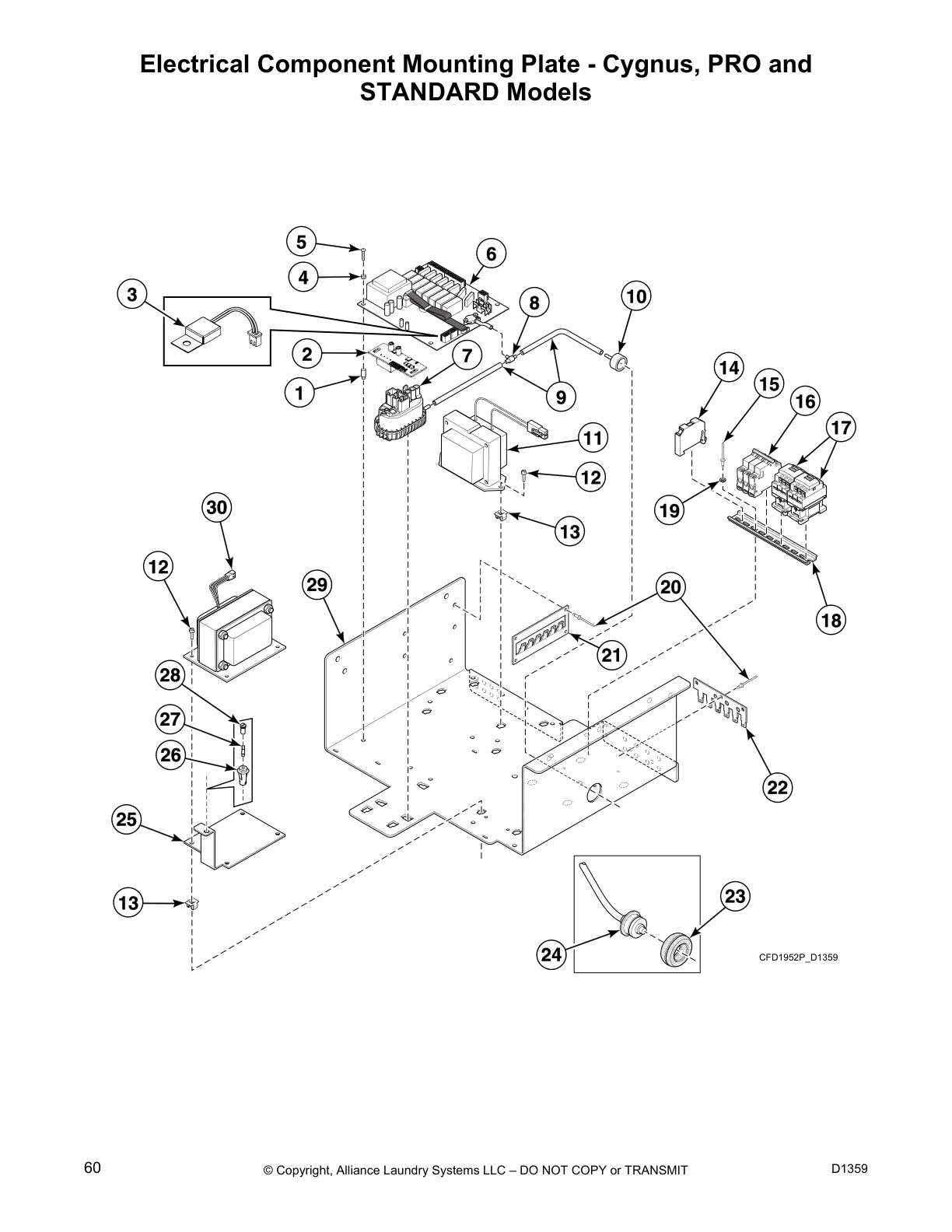 Electrical Component Mounting Plate - Cygnus, PRO and 
STANDARD Models
