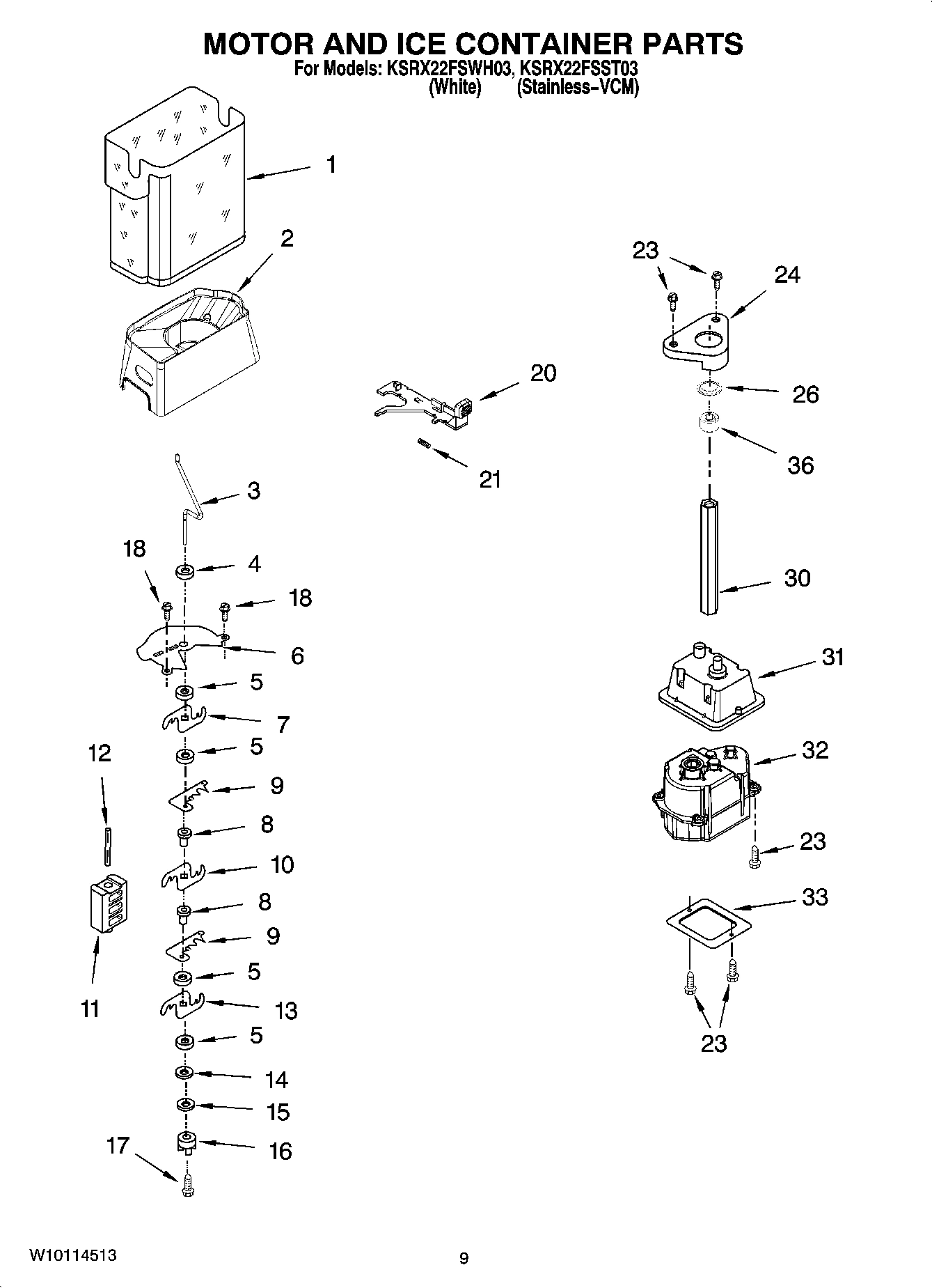 06 - MOTOR AND ICE CONTAINER PARTS