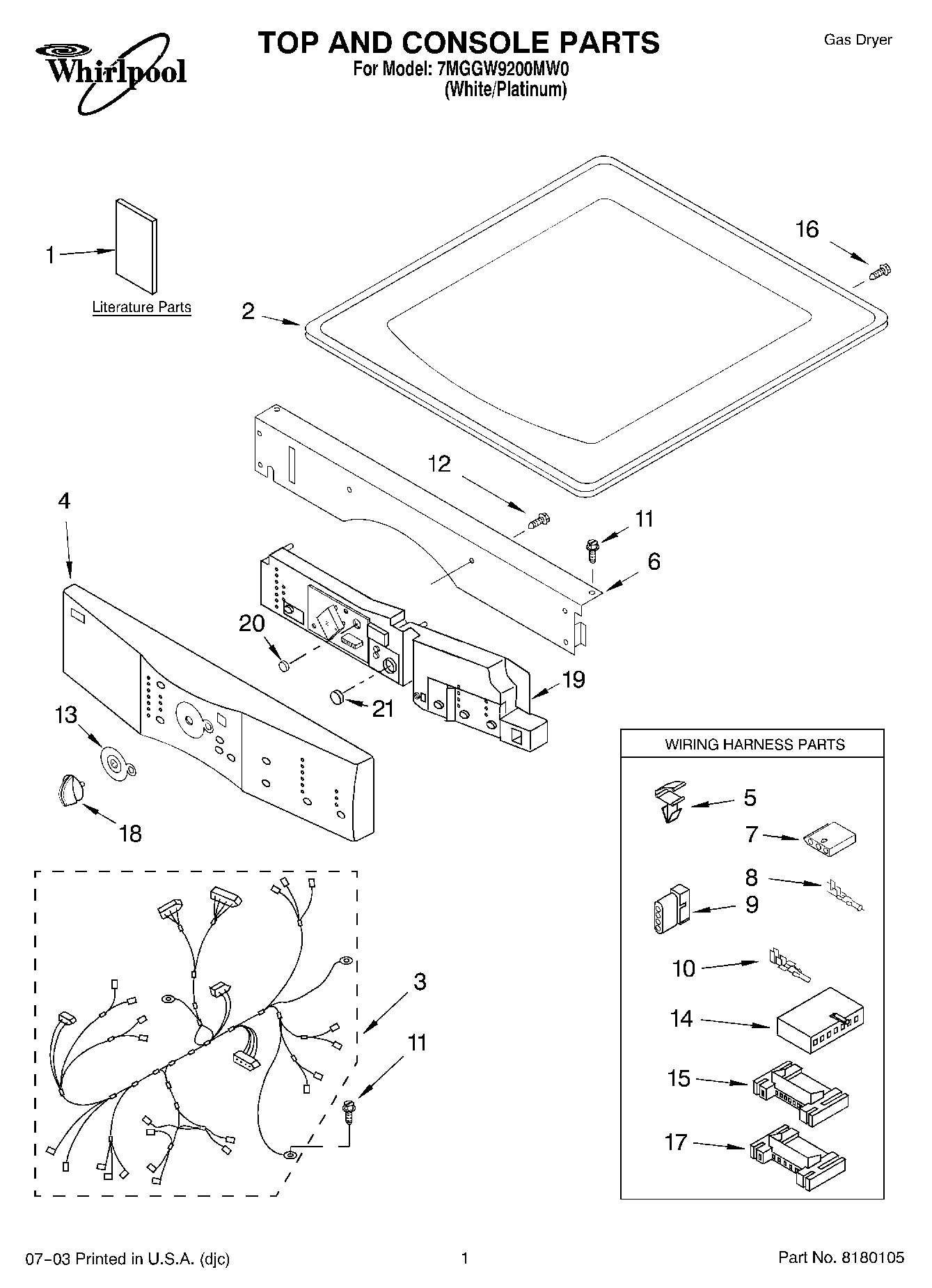 01 - TOP AND CONSOLE PARTS