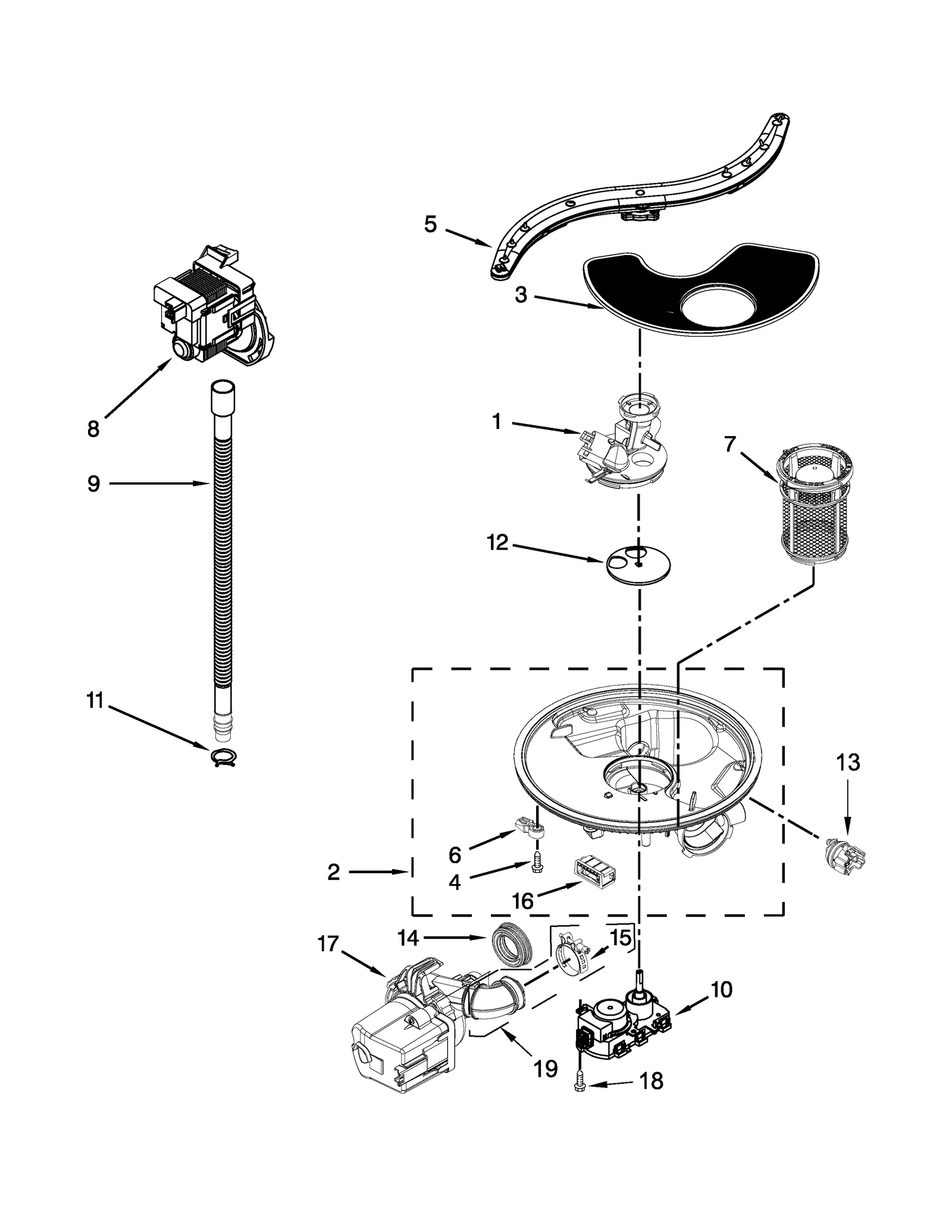 PUMP, WASHARM AND MOTOR PARTS