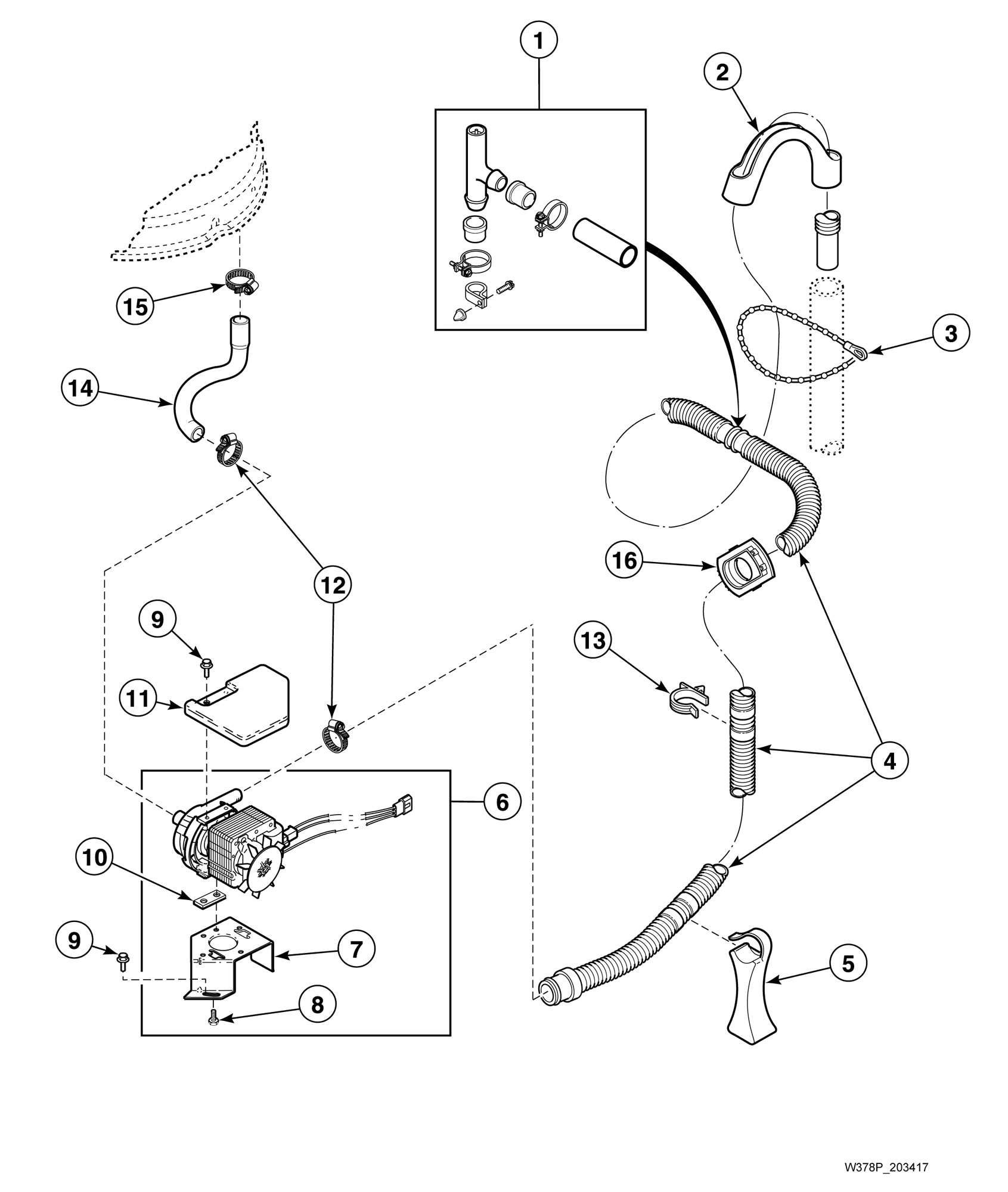 Electric Drain Pump, Drain Hose and Siphon Break Kit