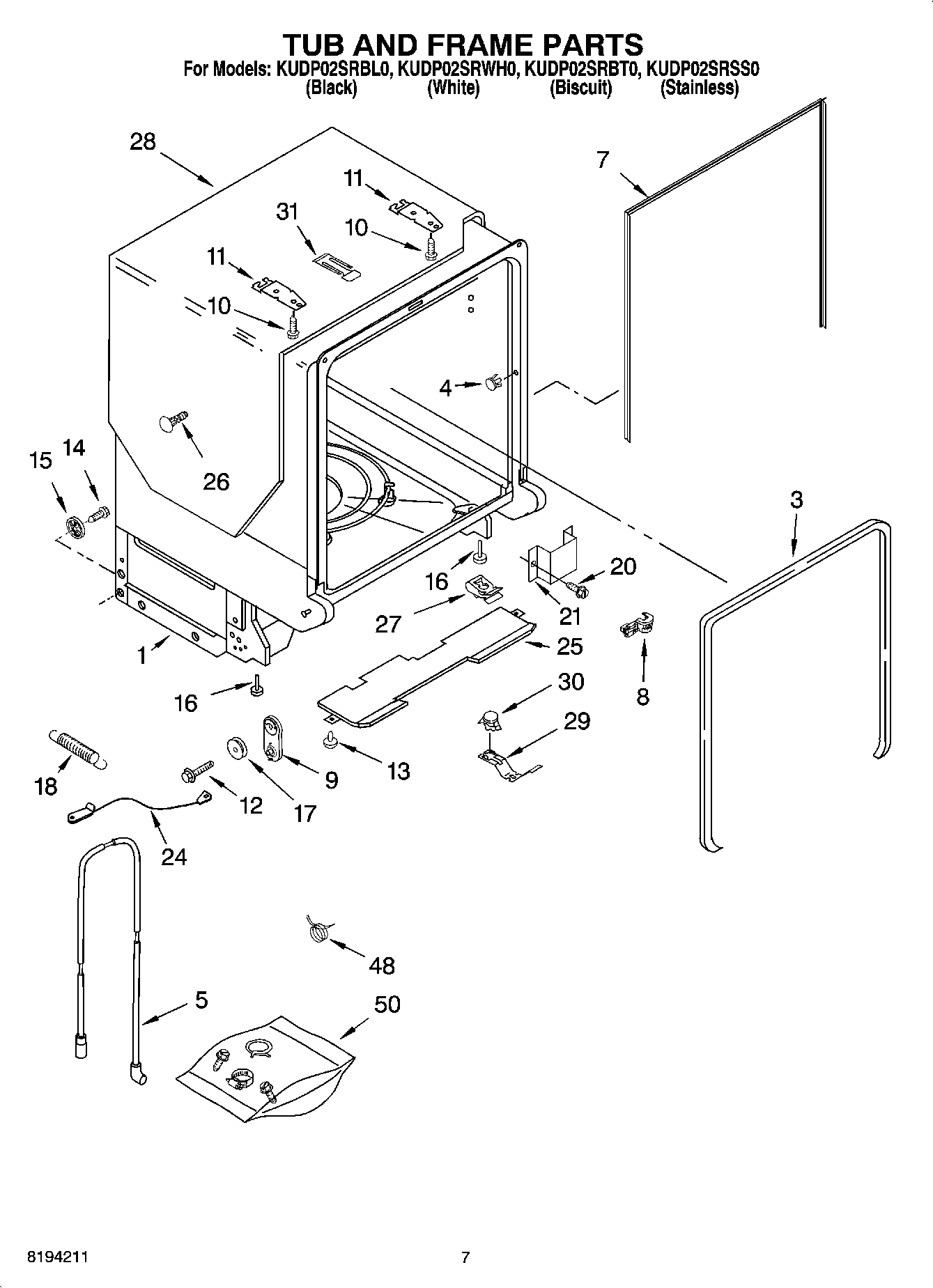 07 - TUB AND FRAME PARTS