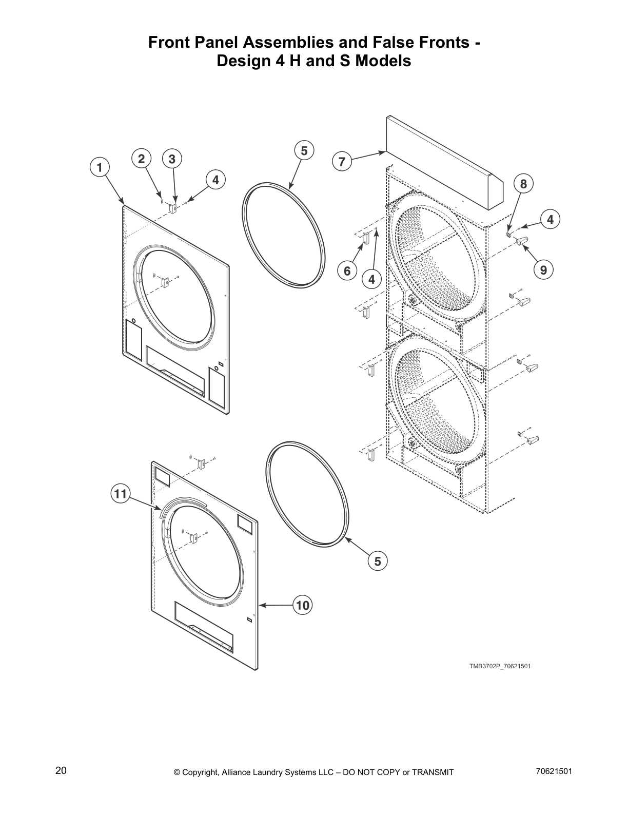 Front Panel Assemblies and False Fronts -
Design 4 H and S Models