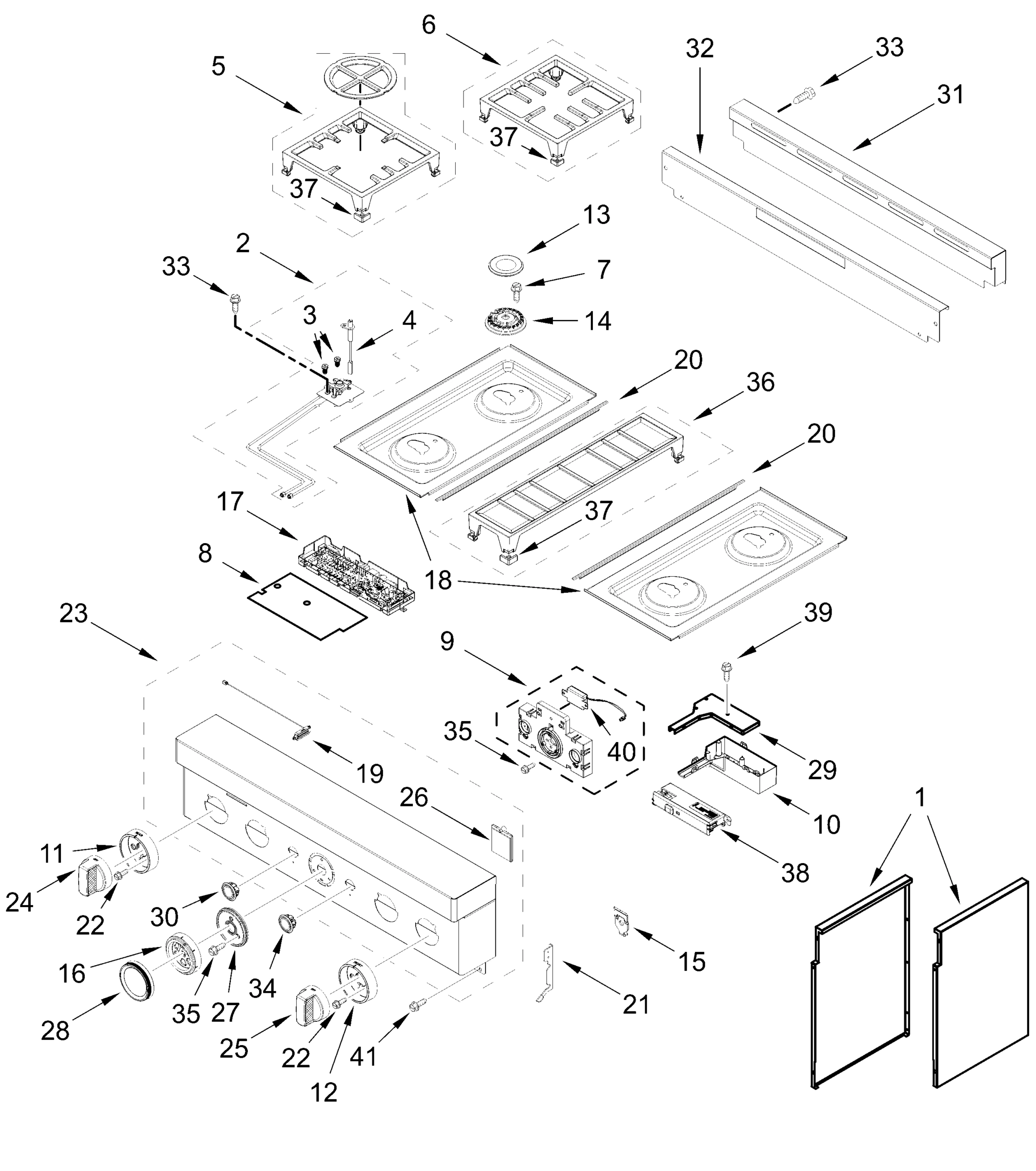 COOKTOP, BURNER AND GRATE PARTS