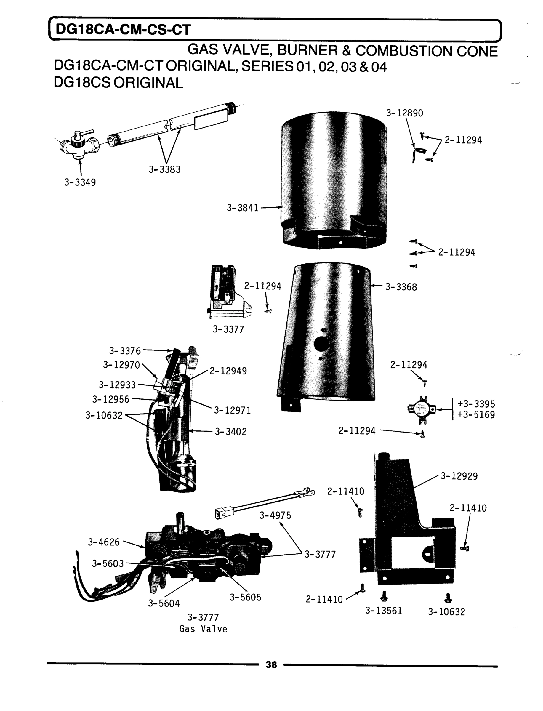14 - GAS VALVE, BURNER & COMBUSTION CONE