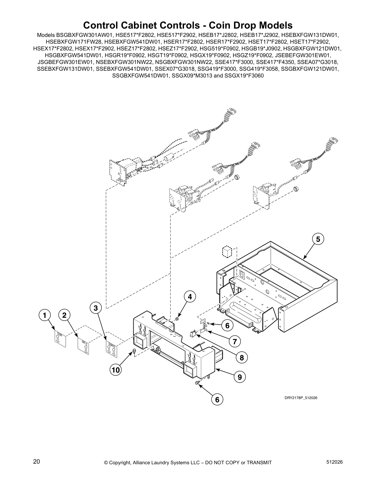 Control Cabinet Controls - Coin Drop Models