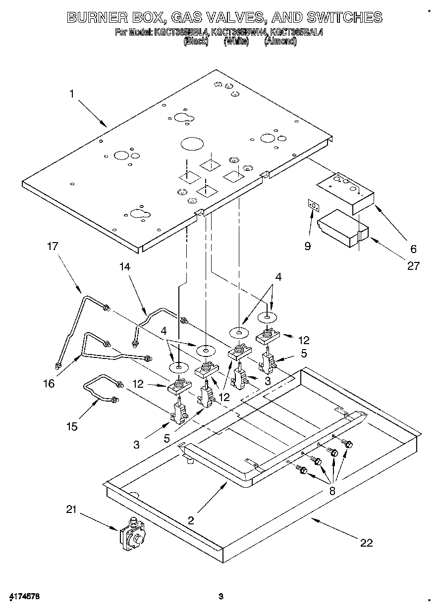 02 - BURNER BOX, GAS VALVES, AND SWITCHES