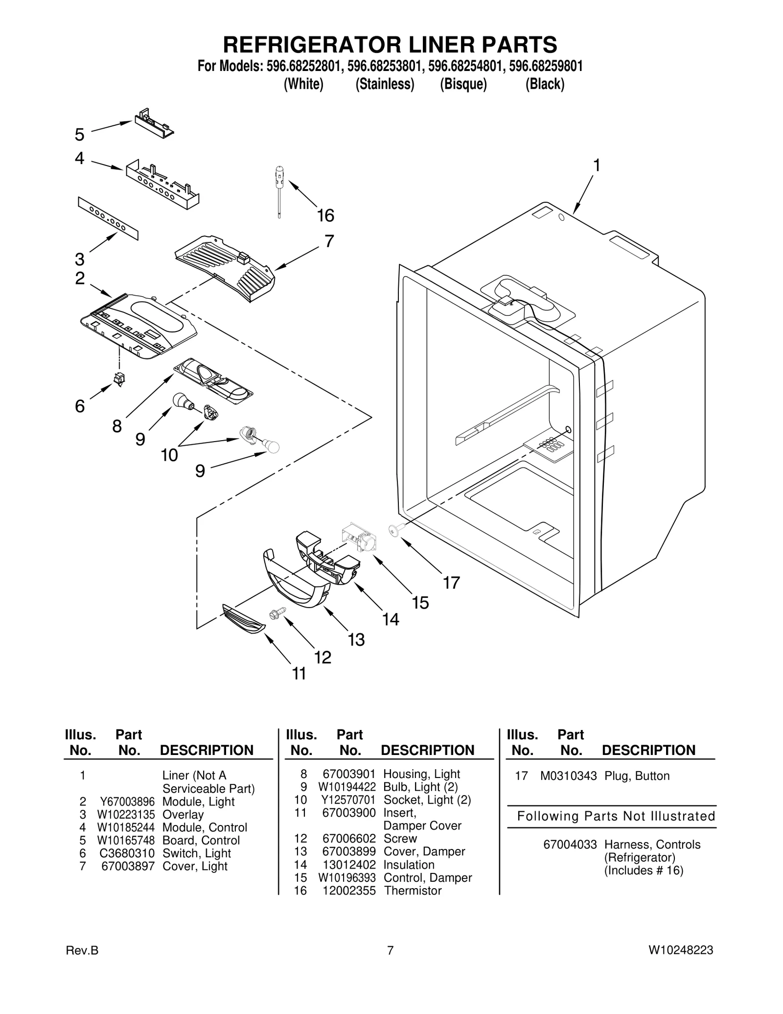 REFRIGERATOR LINER PARTS