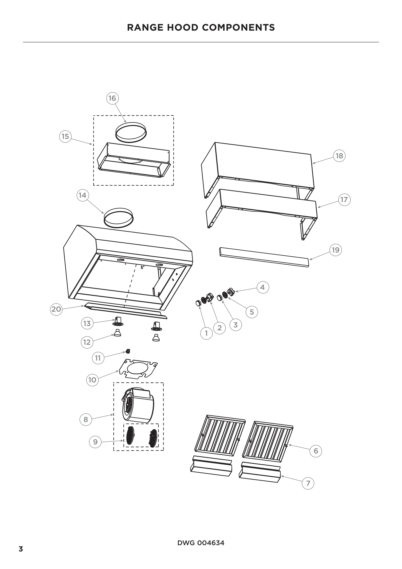 RANGE HOOD COMPONENTS