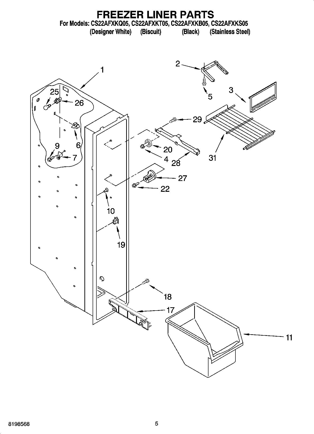 04 - FREEZER LINER PARTS