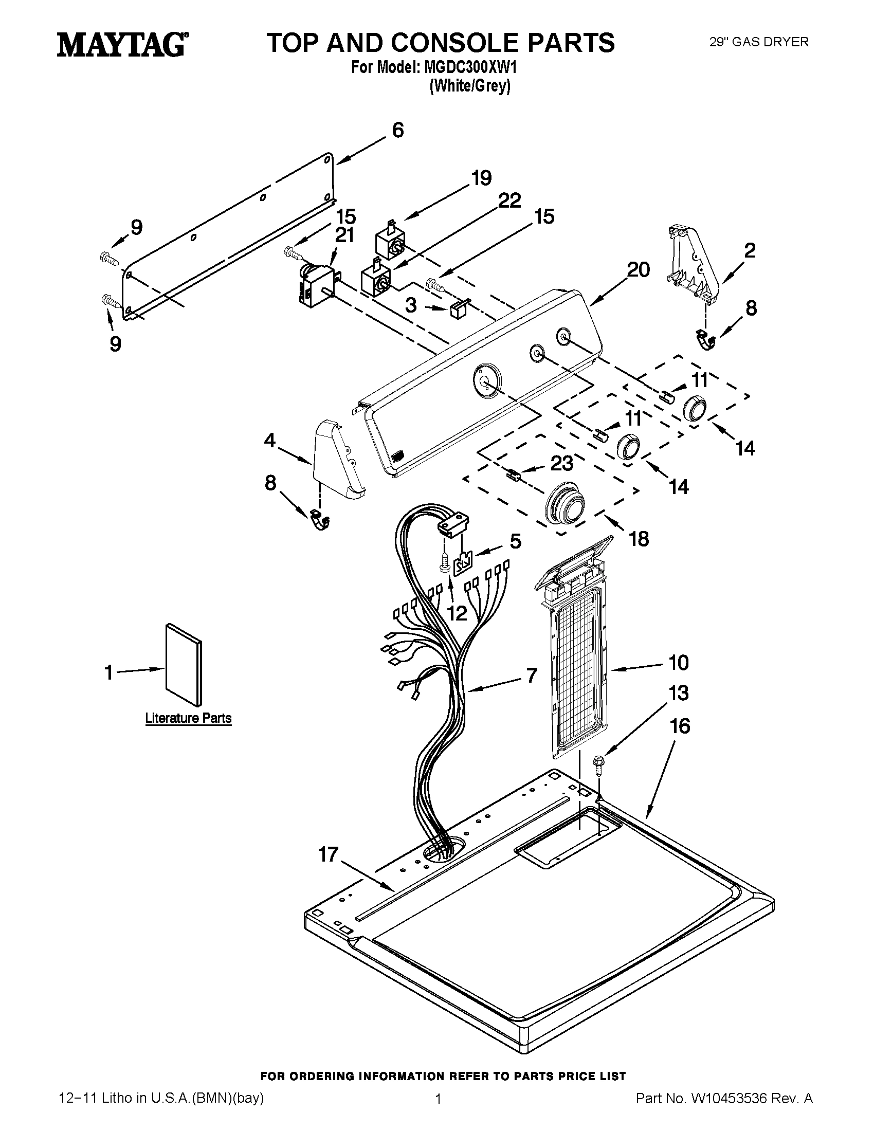 01 - TOP AND CONSOLE PARTS