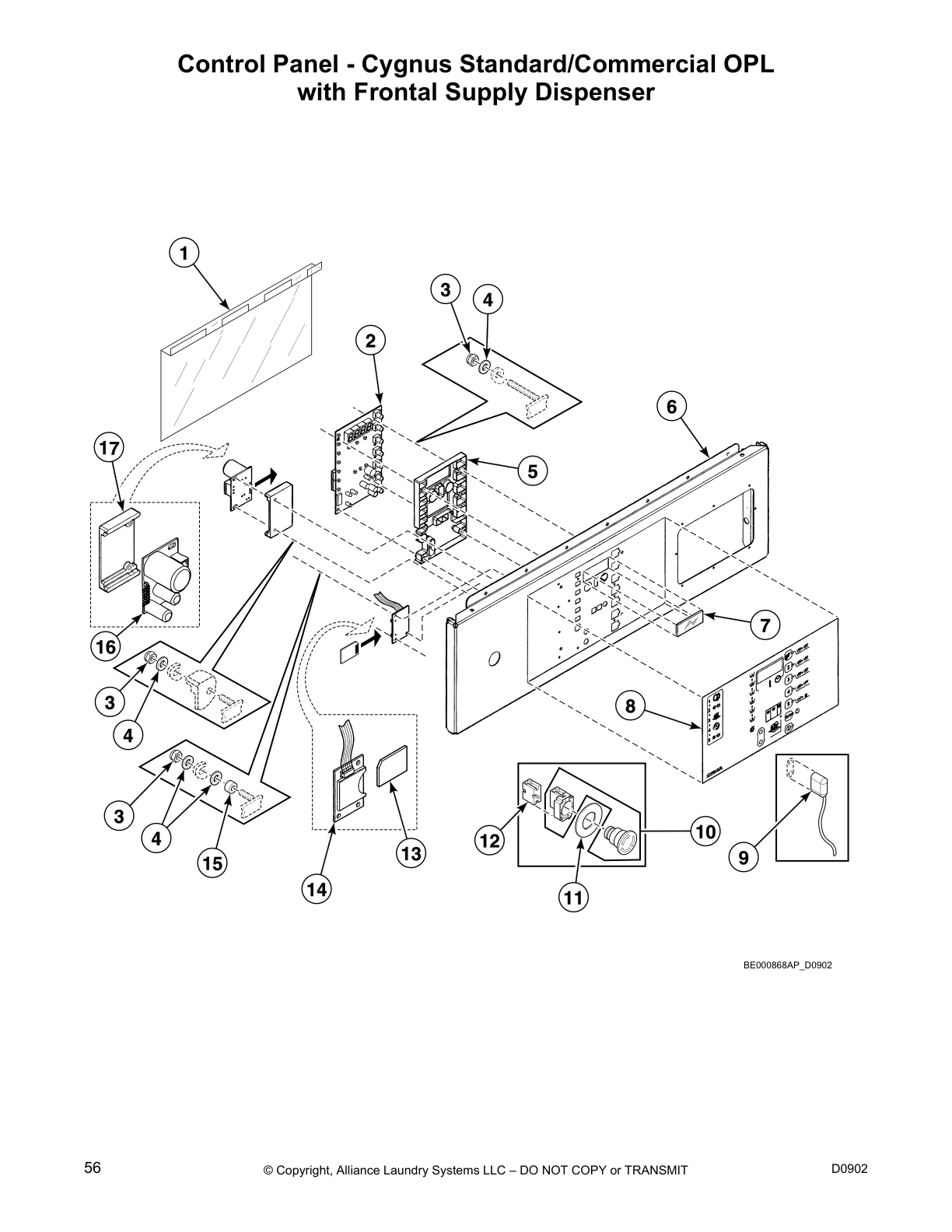 Control Panel - Cygnus Standard/Commercial OPL 
with Frontal Supply Dispenser