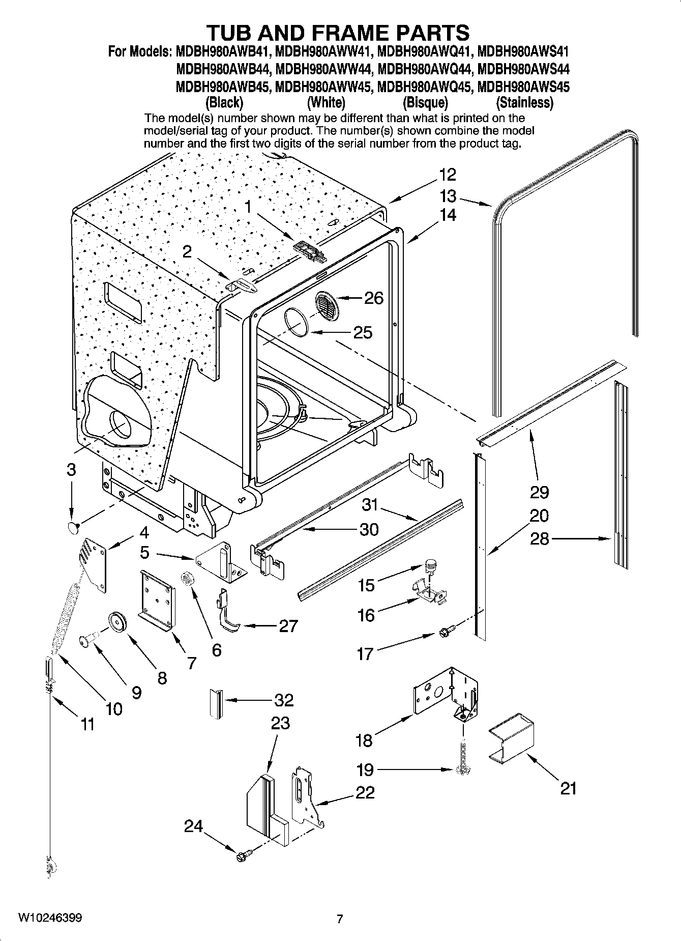 07 - TUB AND FRAME PARTS