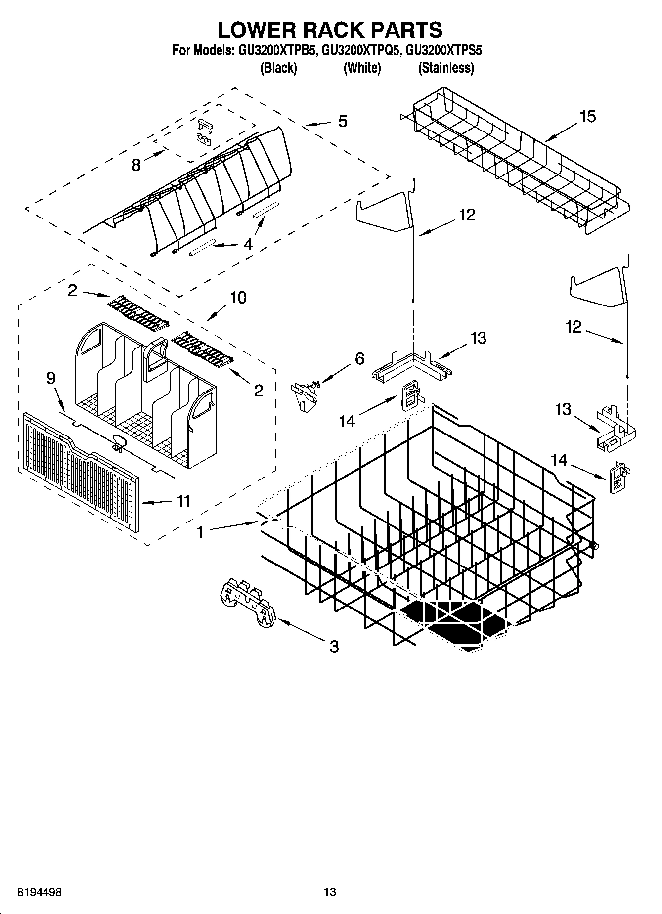 11 - LOWER RACK PARTS, OPTIONAL PARTS (NOT INCLUDED)
