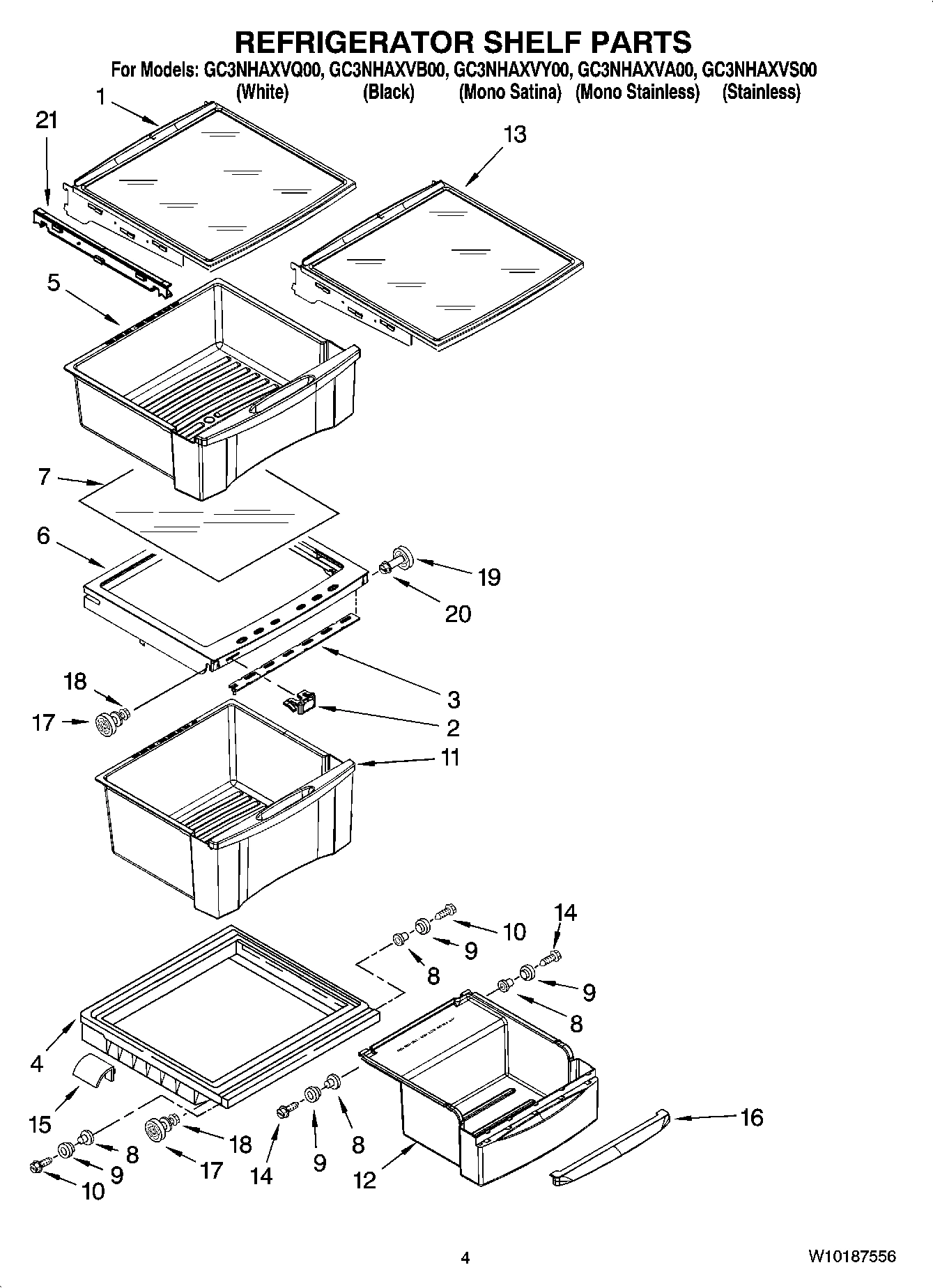 03 - REFRIGERATOR SHELF PARTS
