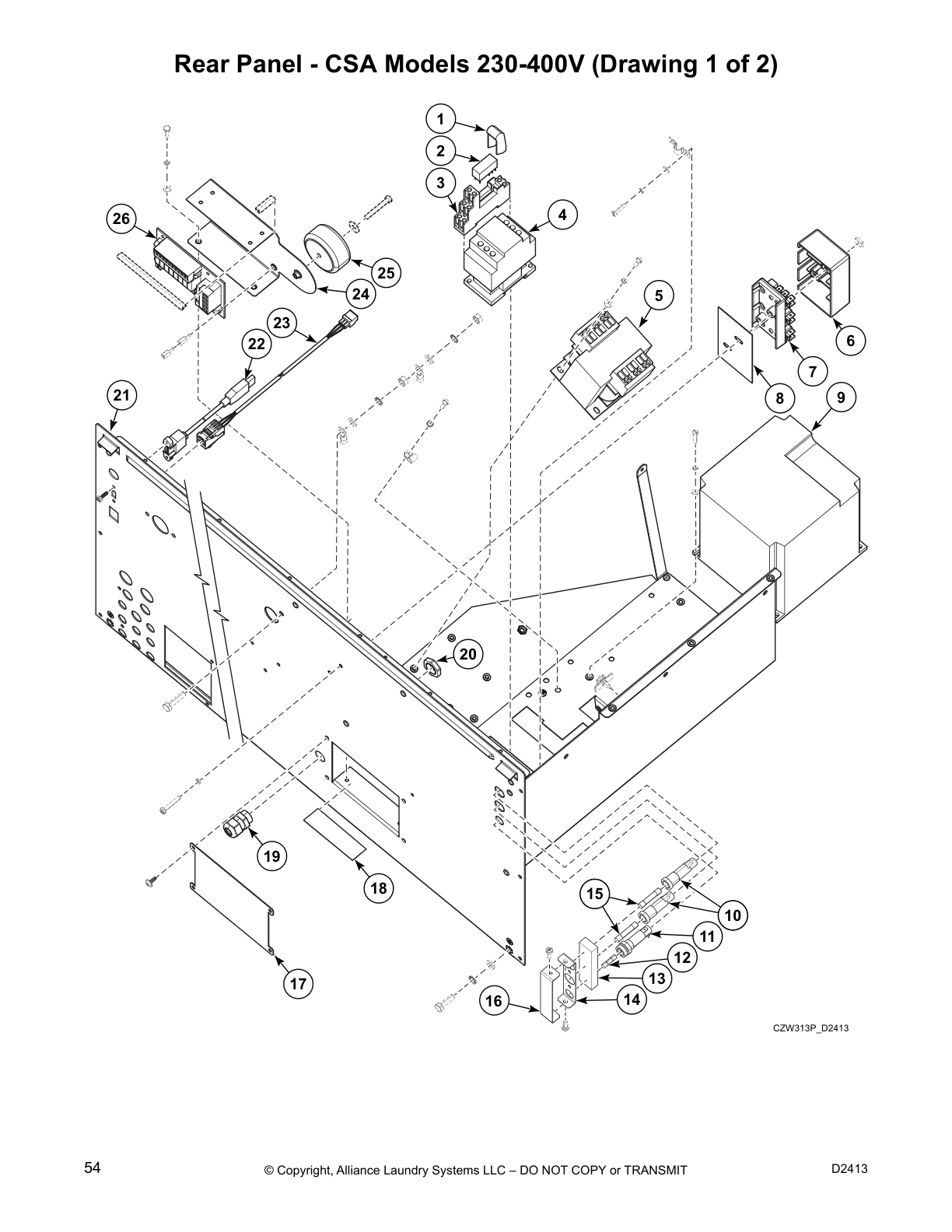 Rear Panel - CSA Models 230-400V (Drawing 1 of 2)