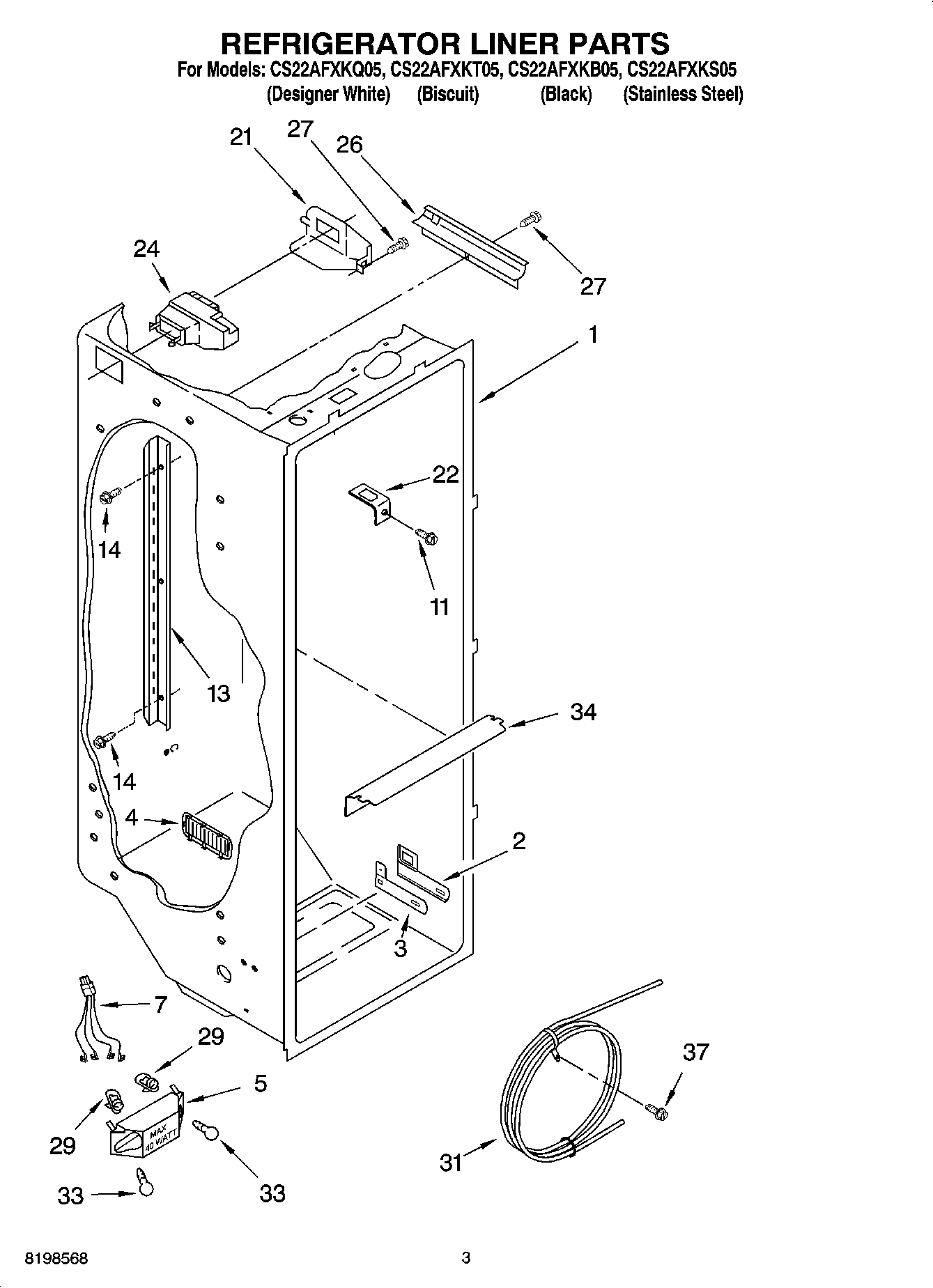 02 - REFRIGERATOR LINER PARTS