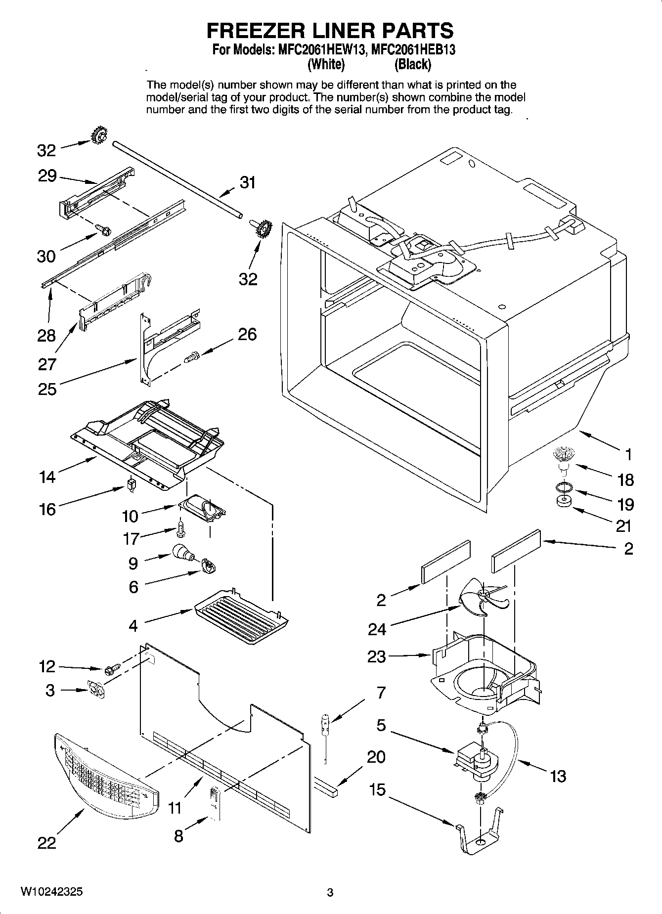 02 - FREEZER LINER PARTS