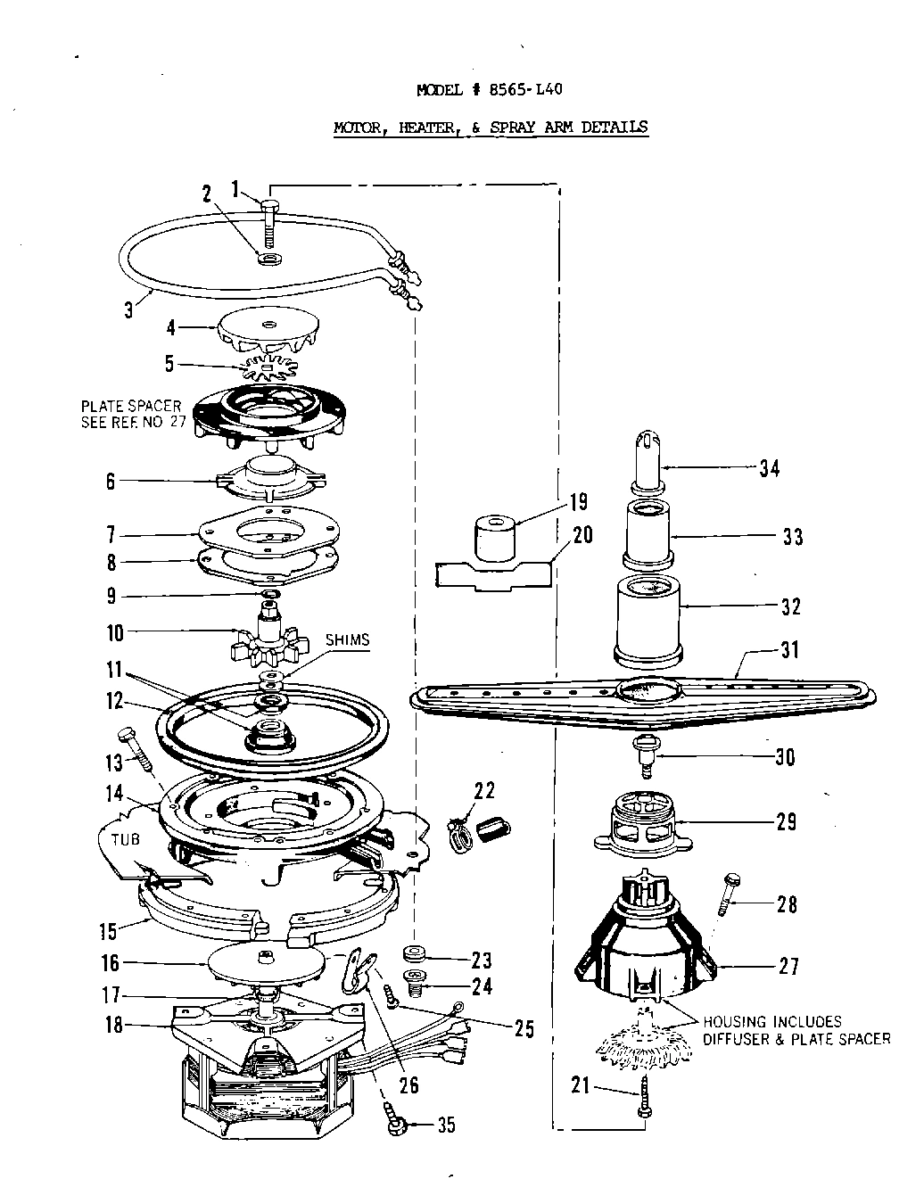 05 - MOTOR, HEATER AND SPRAY ARM