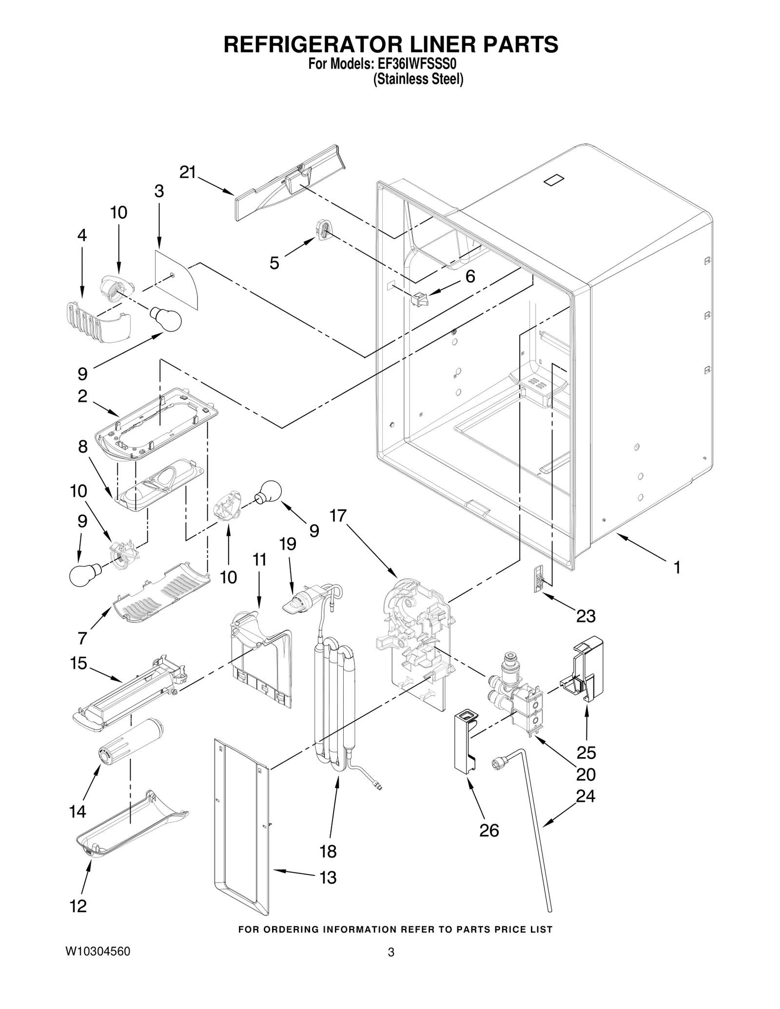 REFRIGERATOR LINER PARTS