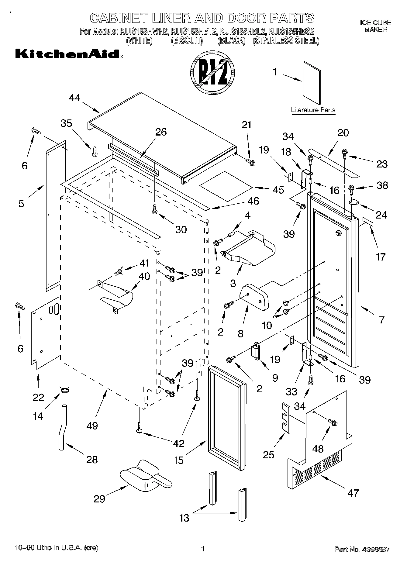 01 - CABINET LINER AND DOOR, LIT/OPTIONAL