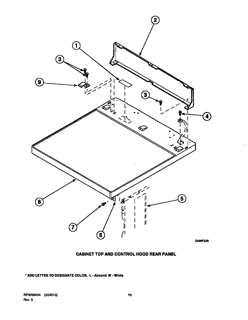 02 - CABINET TOP AND CONTROL HOOD REAR PANEL