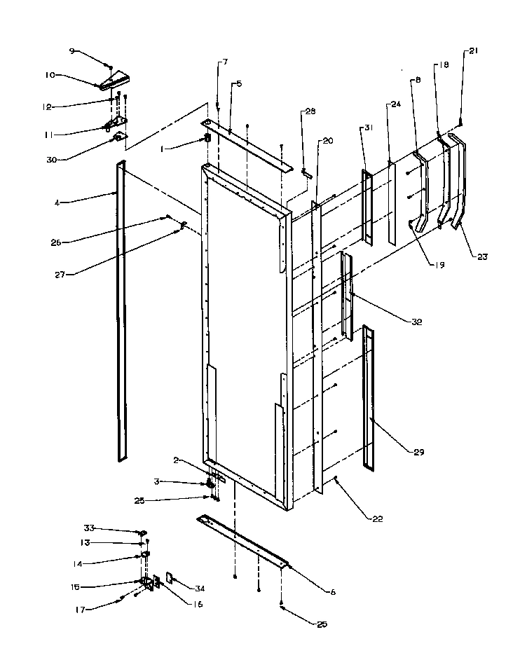 13 - REF DOOR HINGE AND TRIM PARTS
