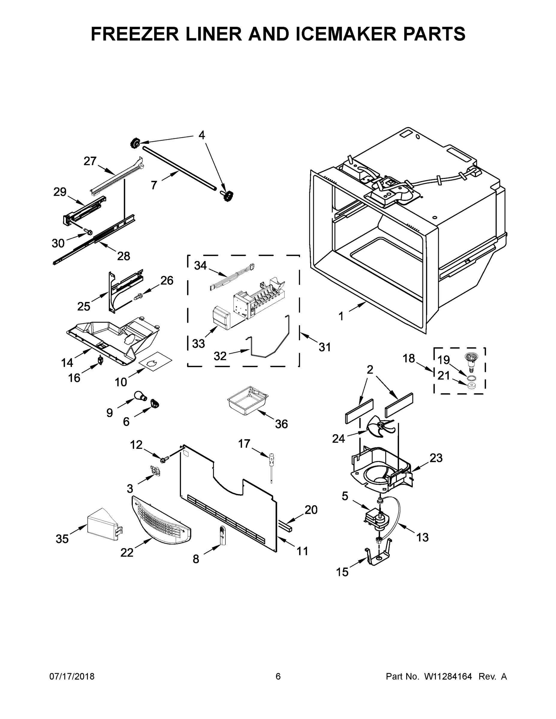 04 - FREEZER LINER AND ICEMAKER PARTS