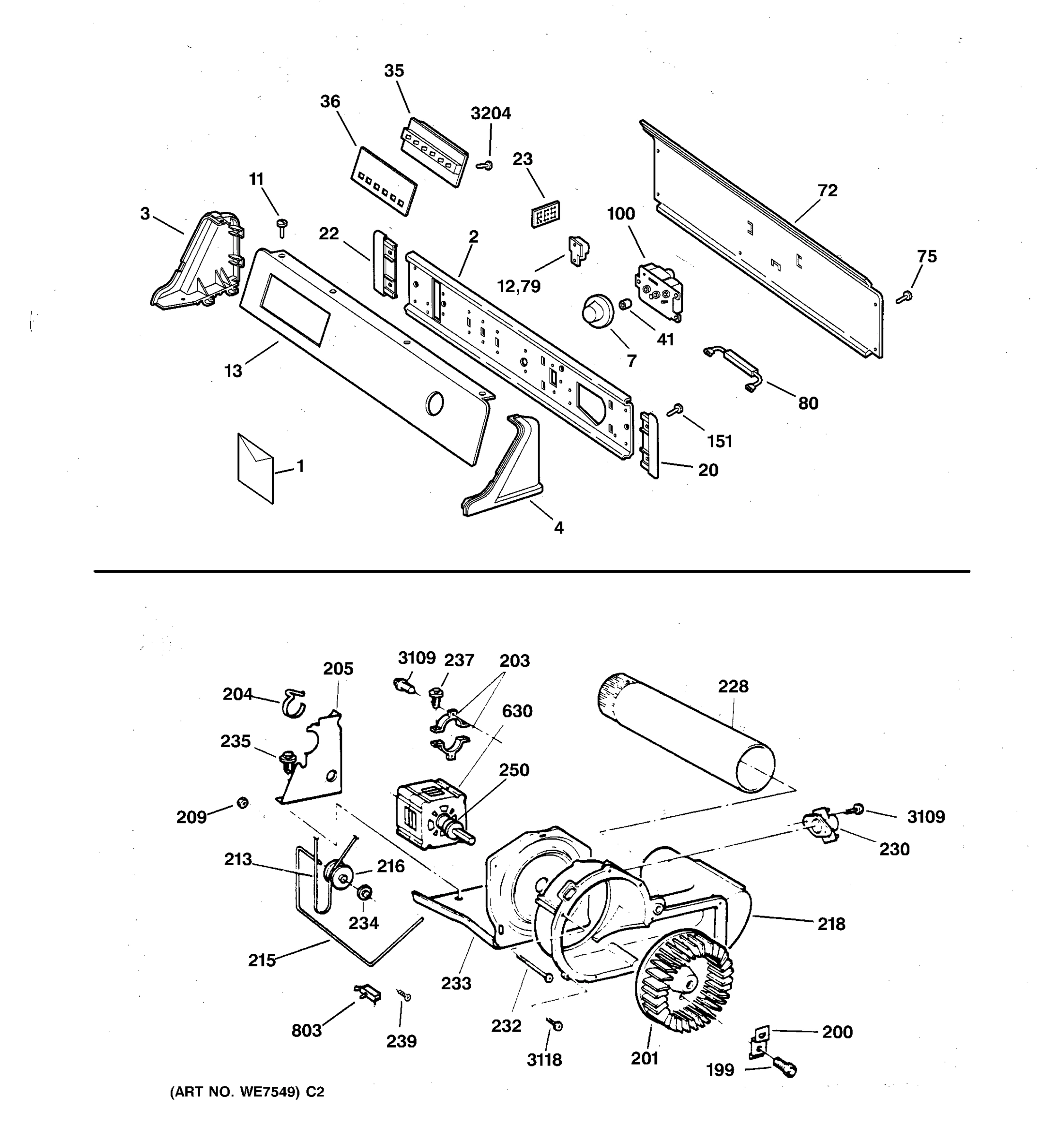 BACKSPLASH, BLOWER & DRIVE ASSEMBLY