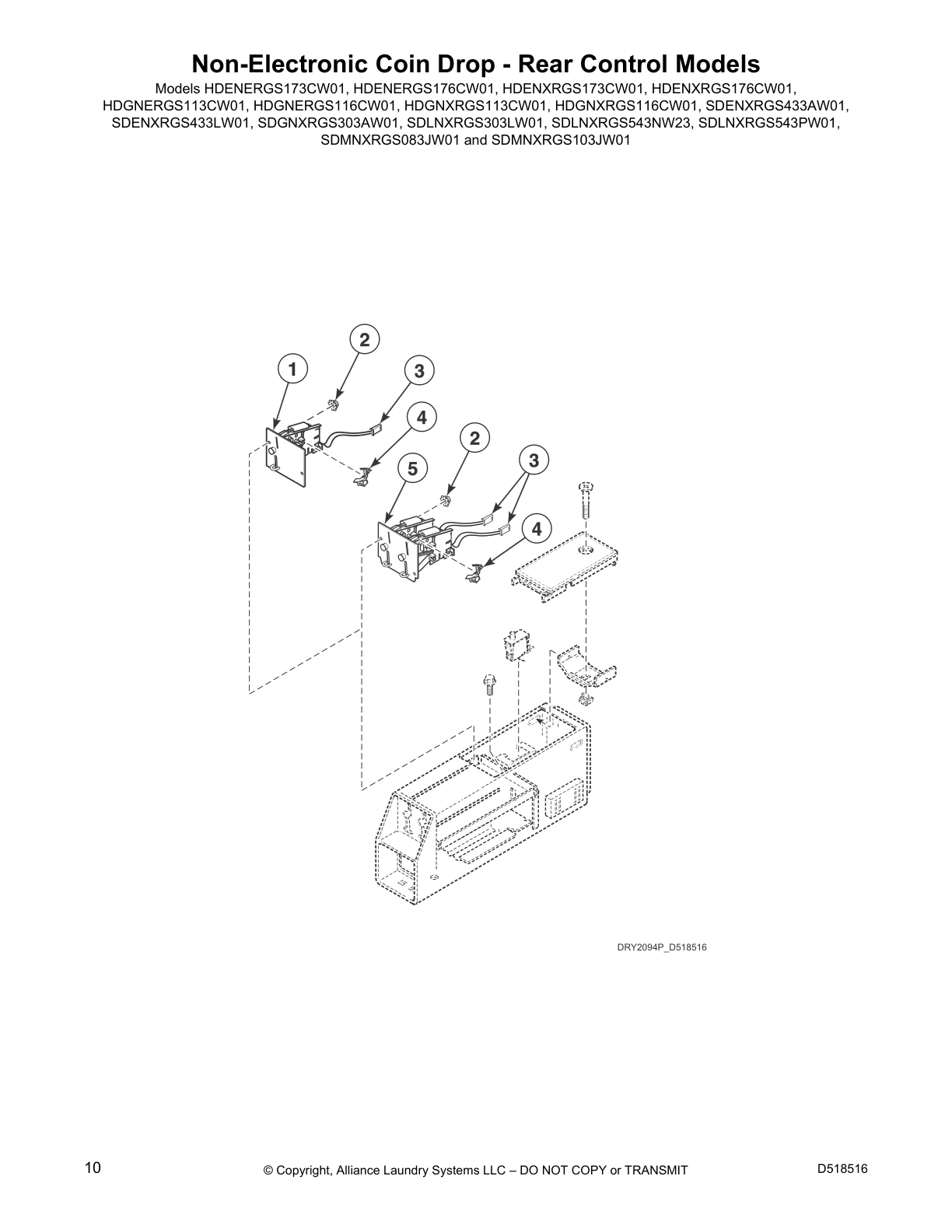 Non-Electronic Coin Drop - Rear Control Models