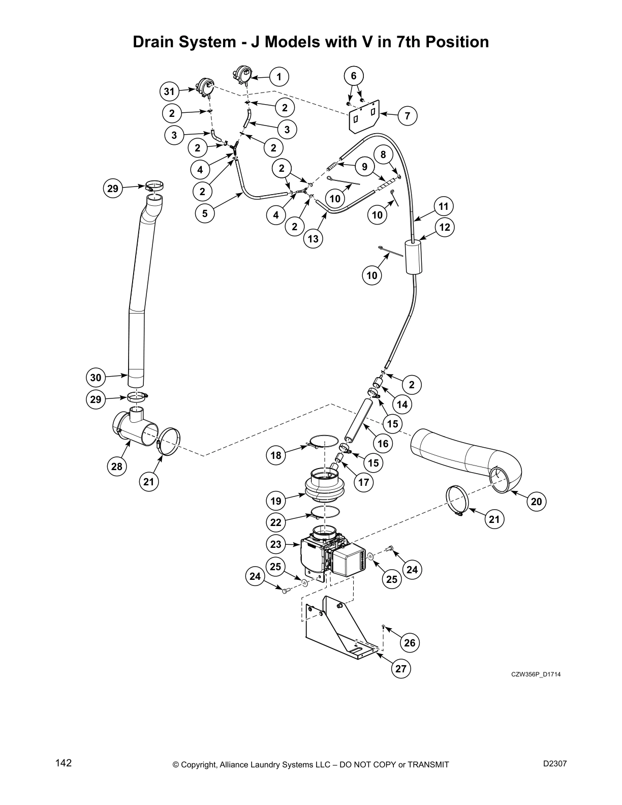 Drain System - J Models with V in 7th Position