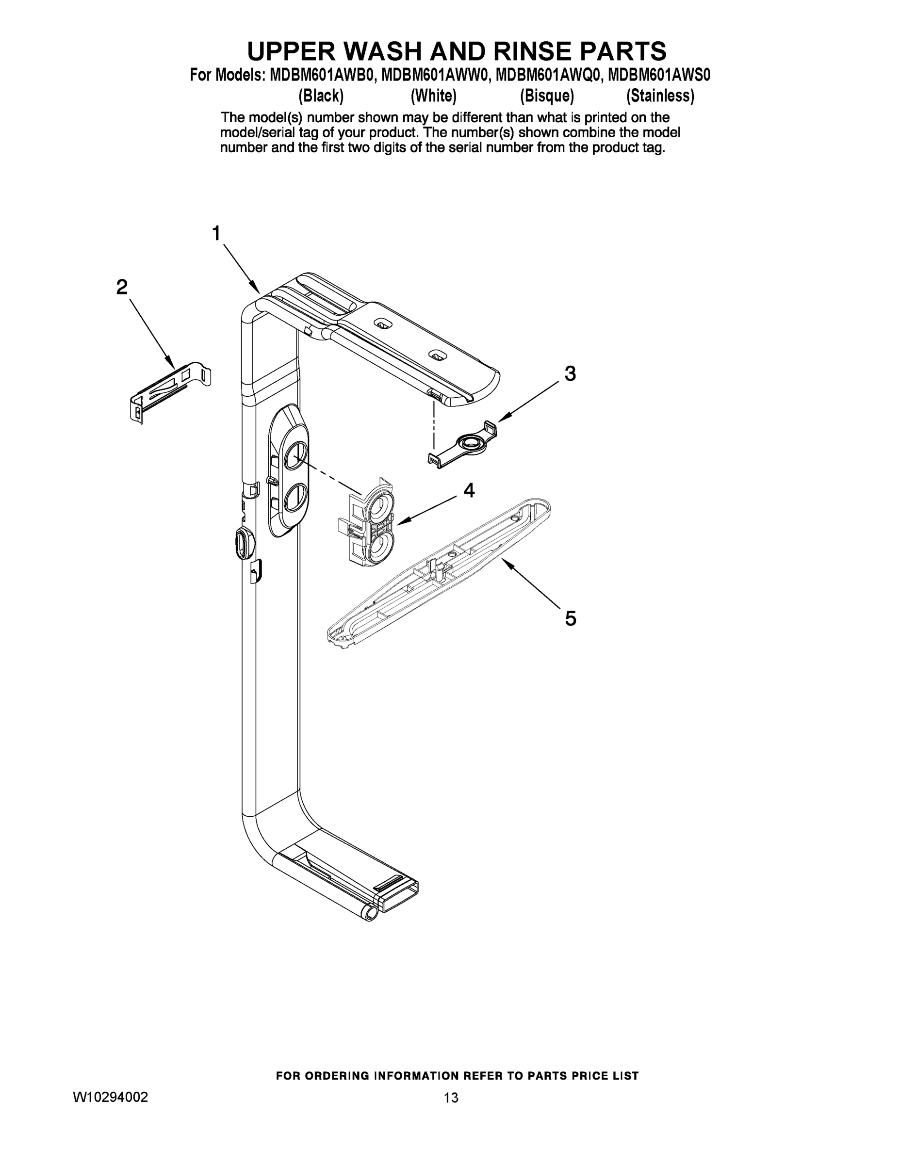 10 - UPPER WASH AND RINSE PARTS