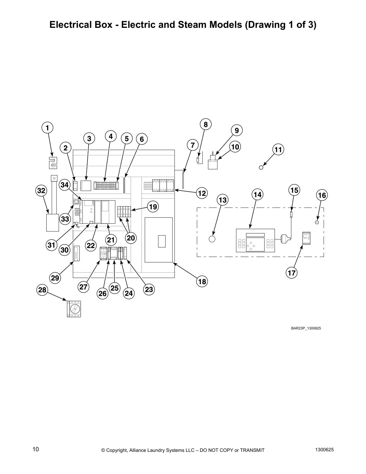 Electrical Box - Electric and Steam Models (Drawing 1 of 3)
