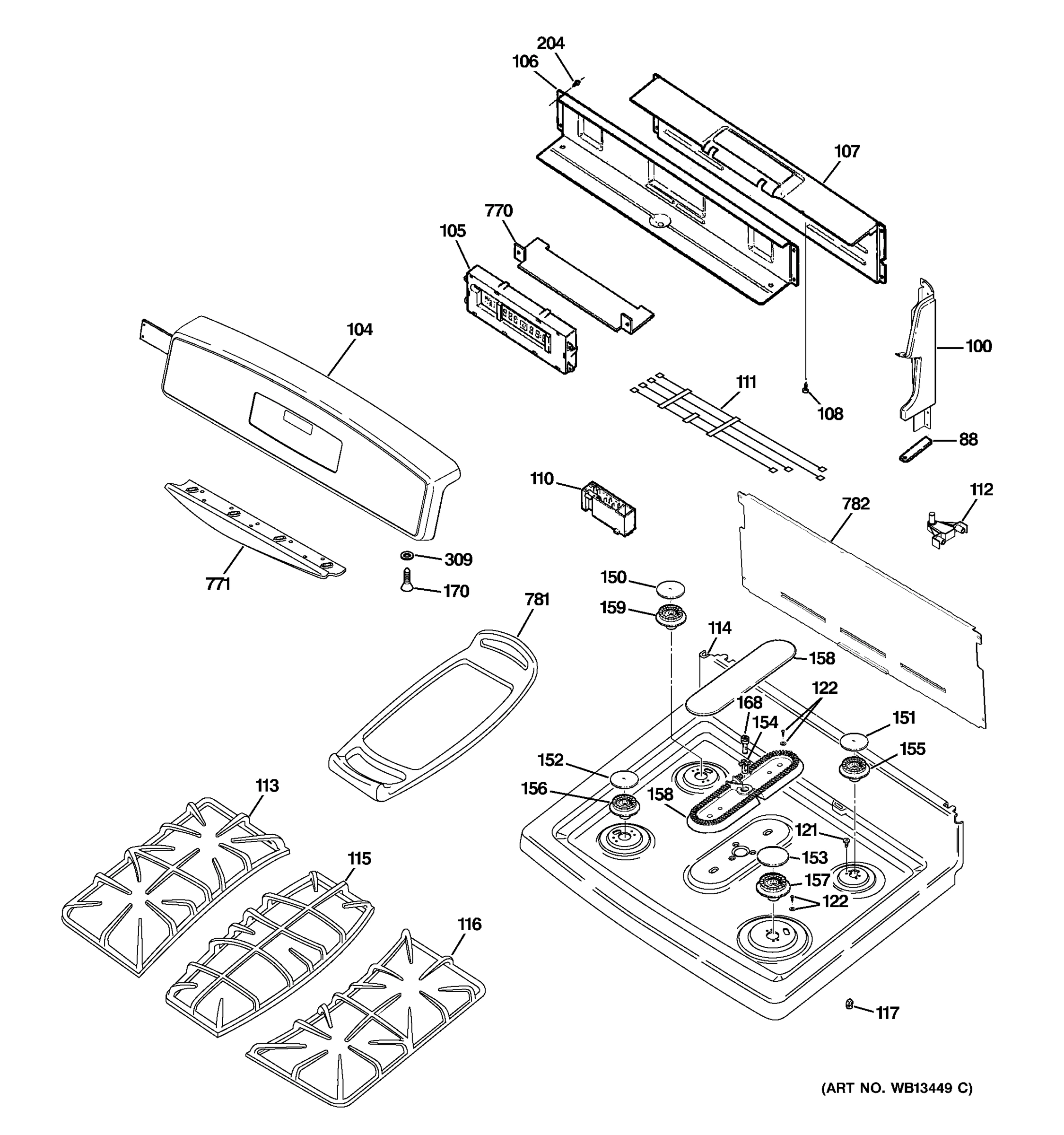 CONTROL PANEL & COOKTOP PARTS