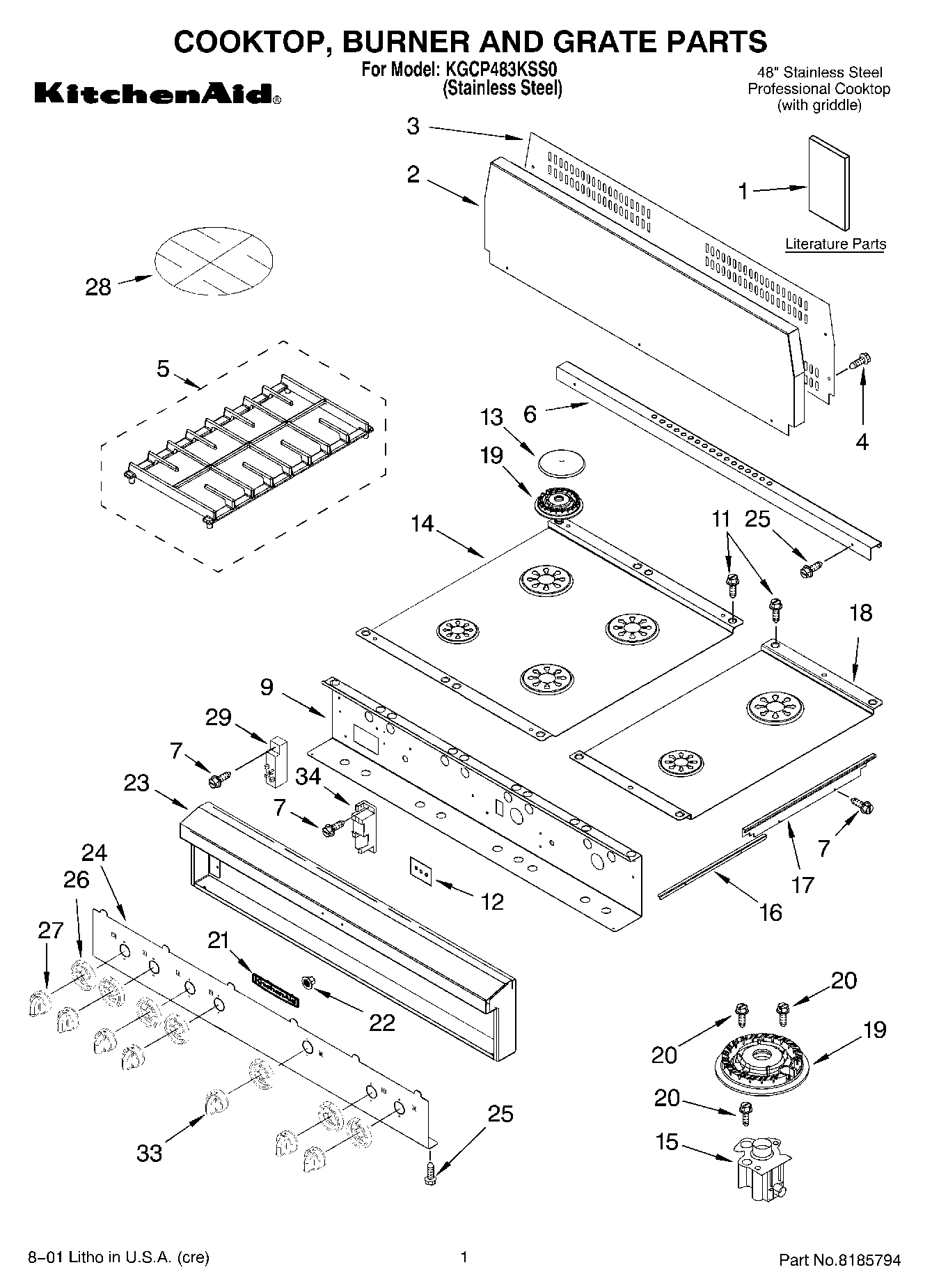 01 - COOKTOP, BURNER AND GRATE PARTS