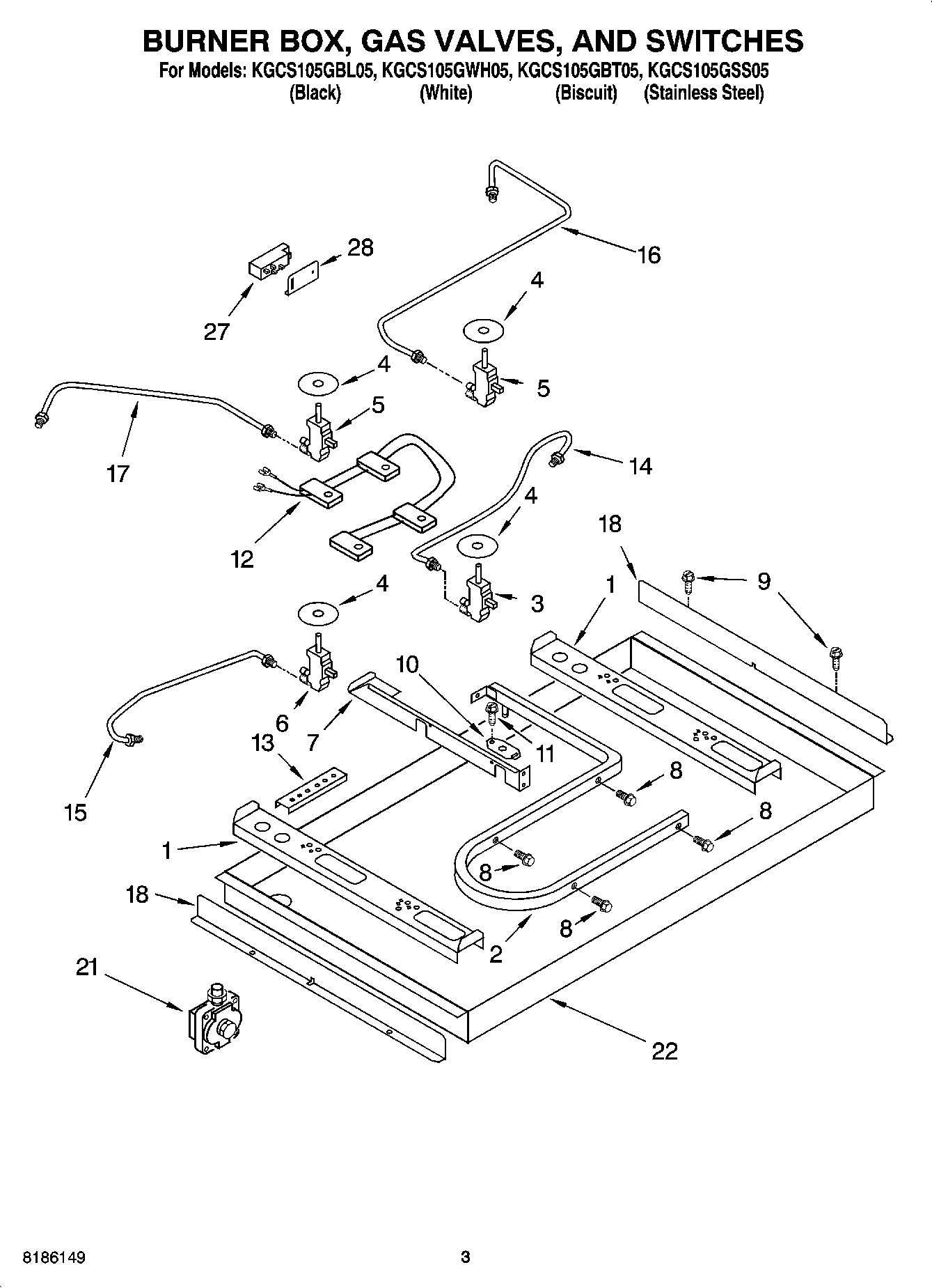 02 - BURNER BOX, GAS VALVES, AND SWITCHES