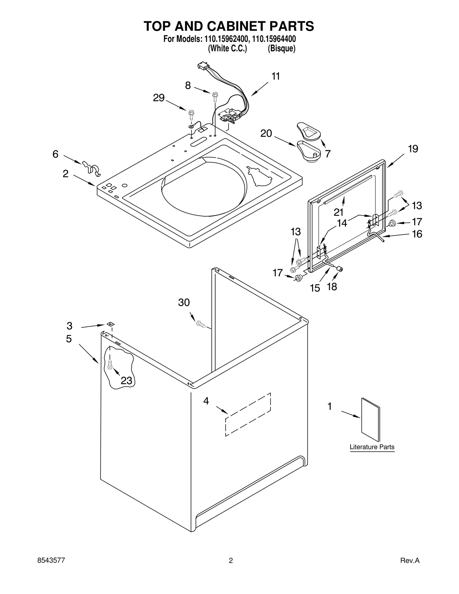 TOP AND CABINET PARTS