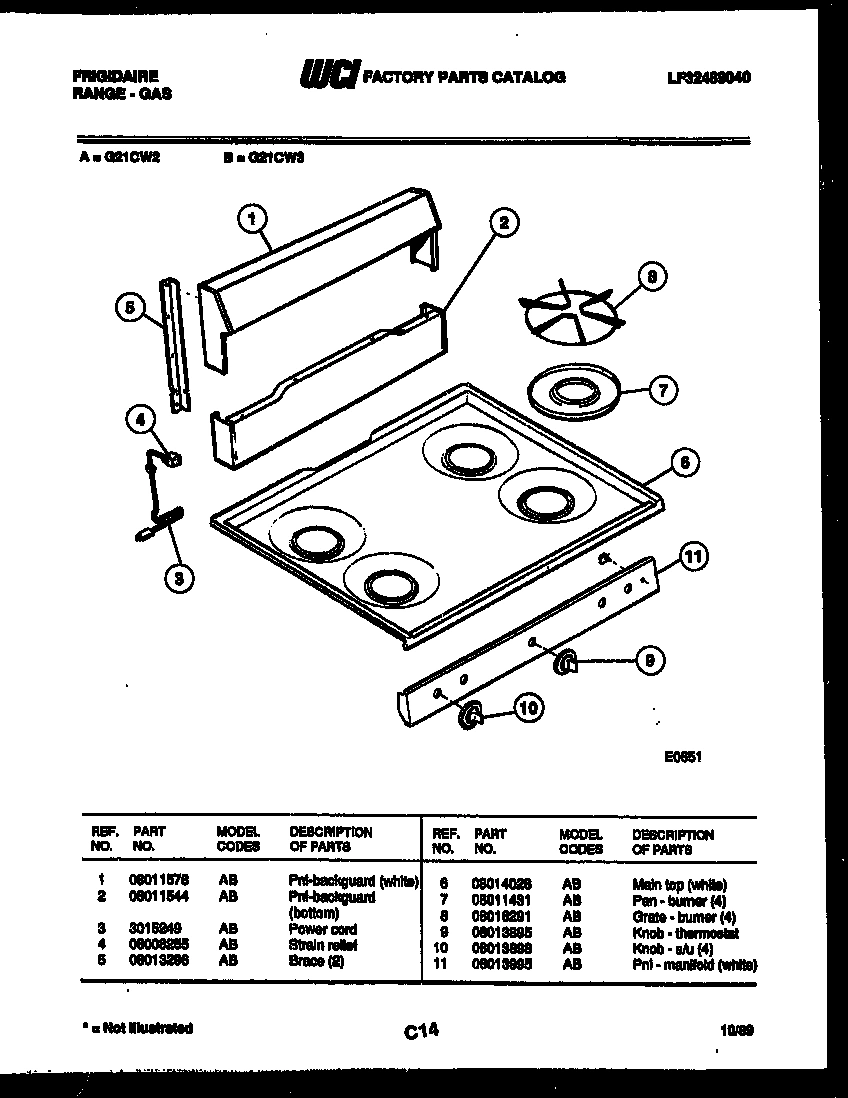 02 - BACKGUARD AND COOKTOP PARTS