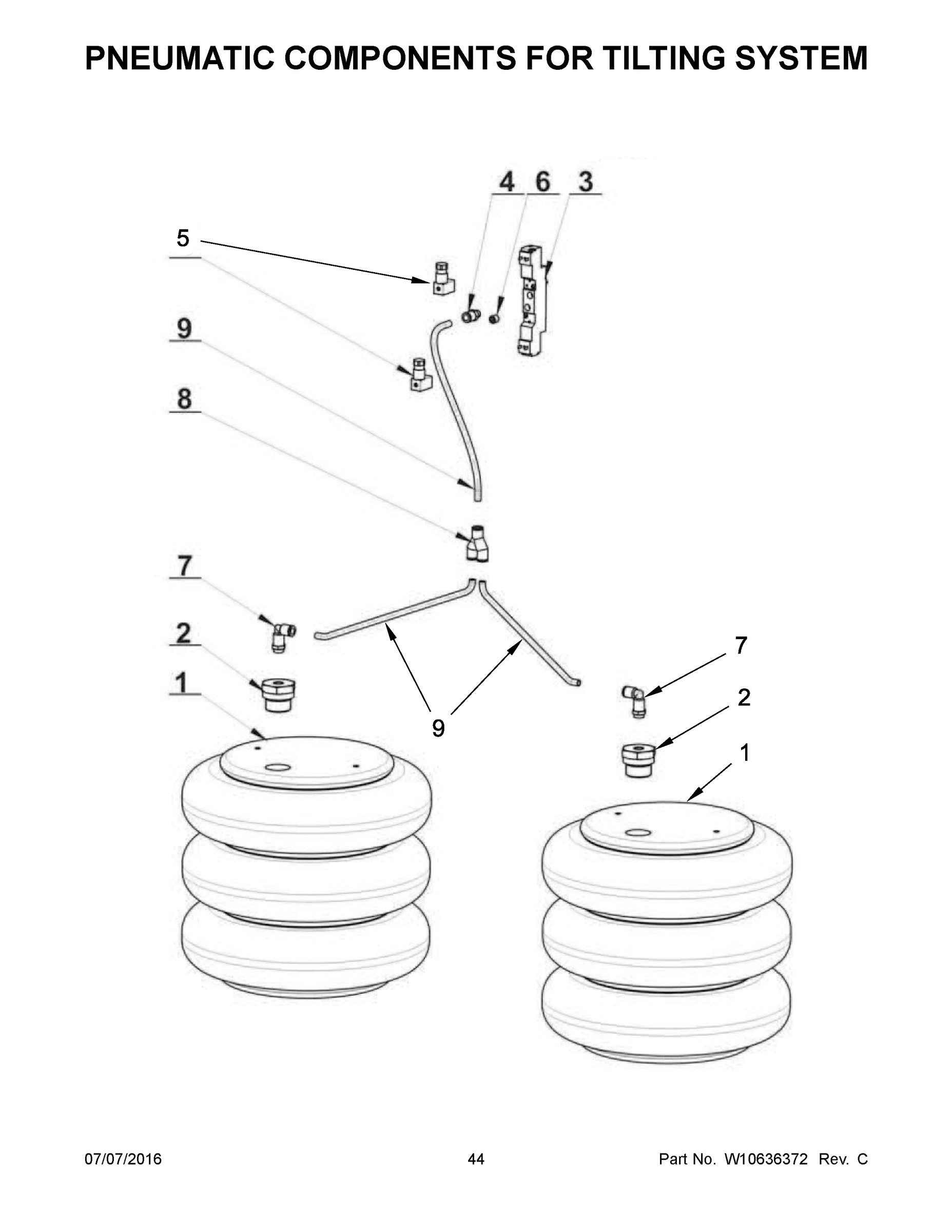 23 - PNEUMATIC COMPONENTS FOR TILTING SYSTEM